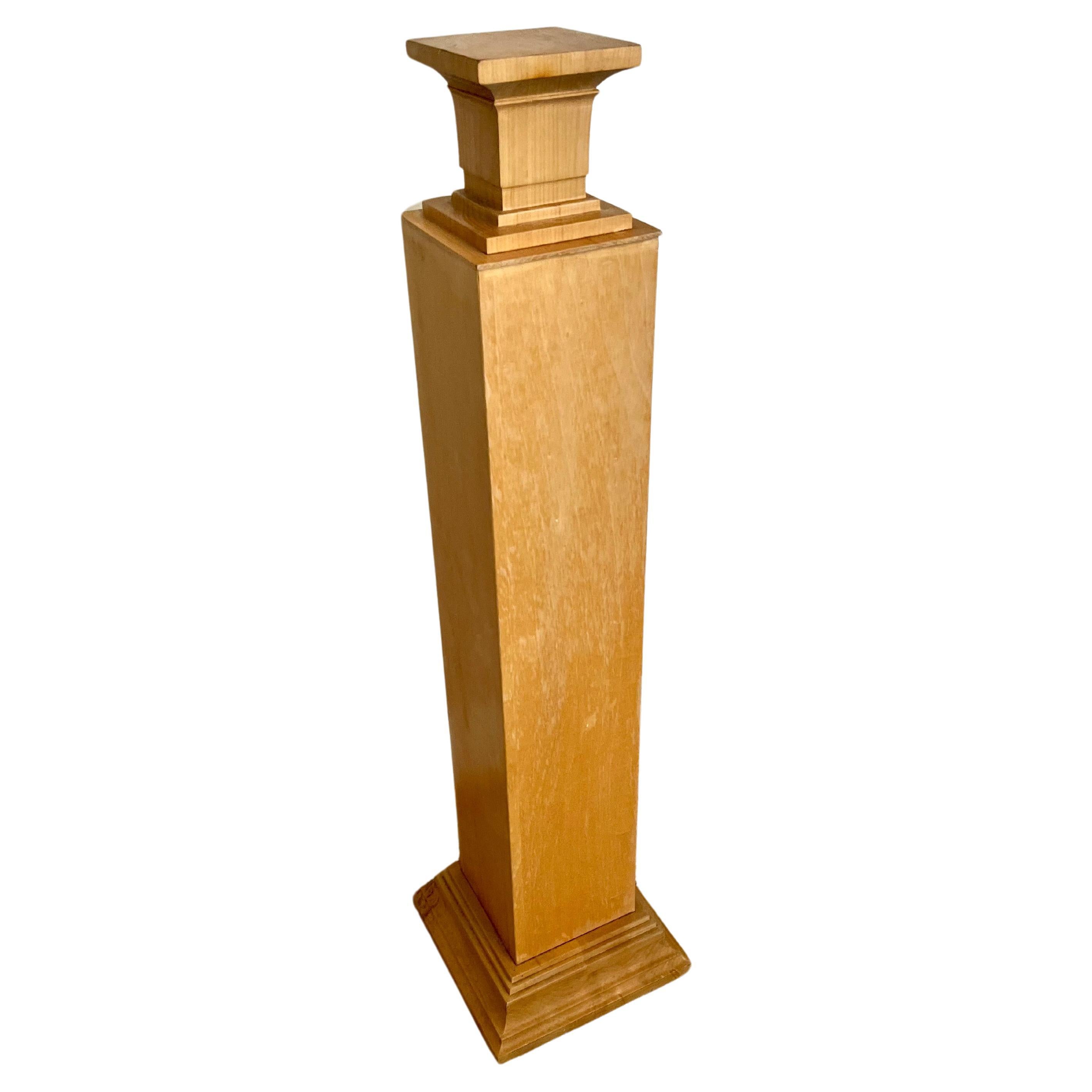 Wooden Veneered  Maple Pedestal  For Sale