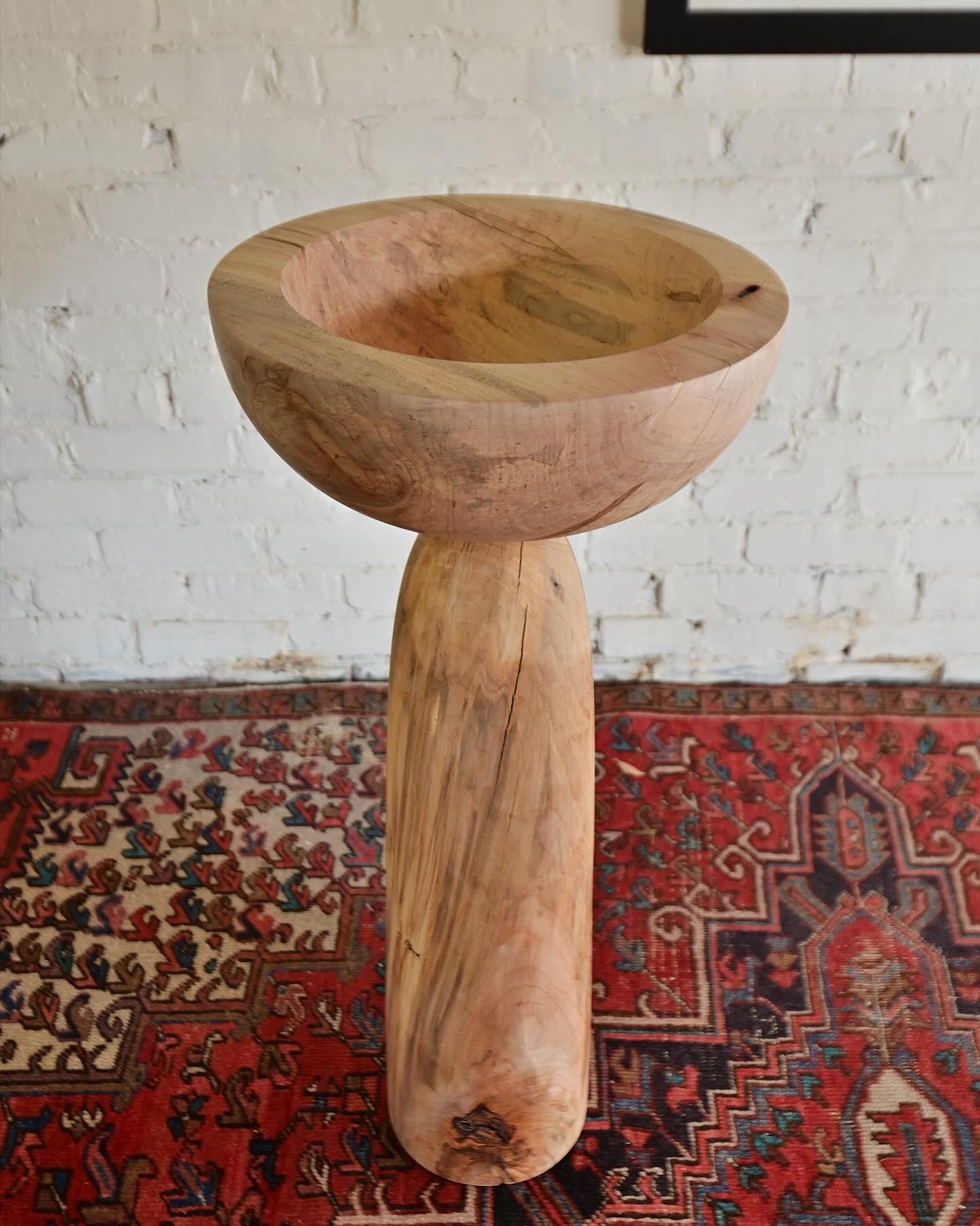 Solid maple sculpture suitable for holding something precious and mundane. The large diameter and thick walls on the bowl allow for thousands of possibilities: placing sand within and burning incense, or even just throwing your keys and loose