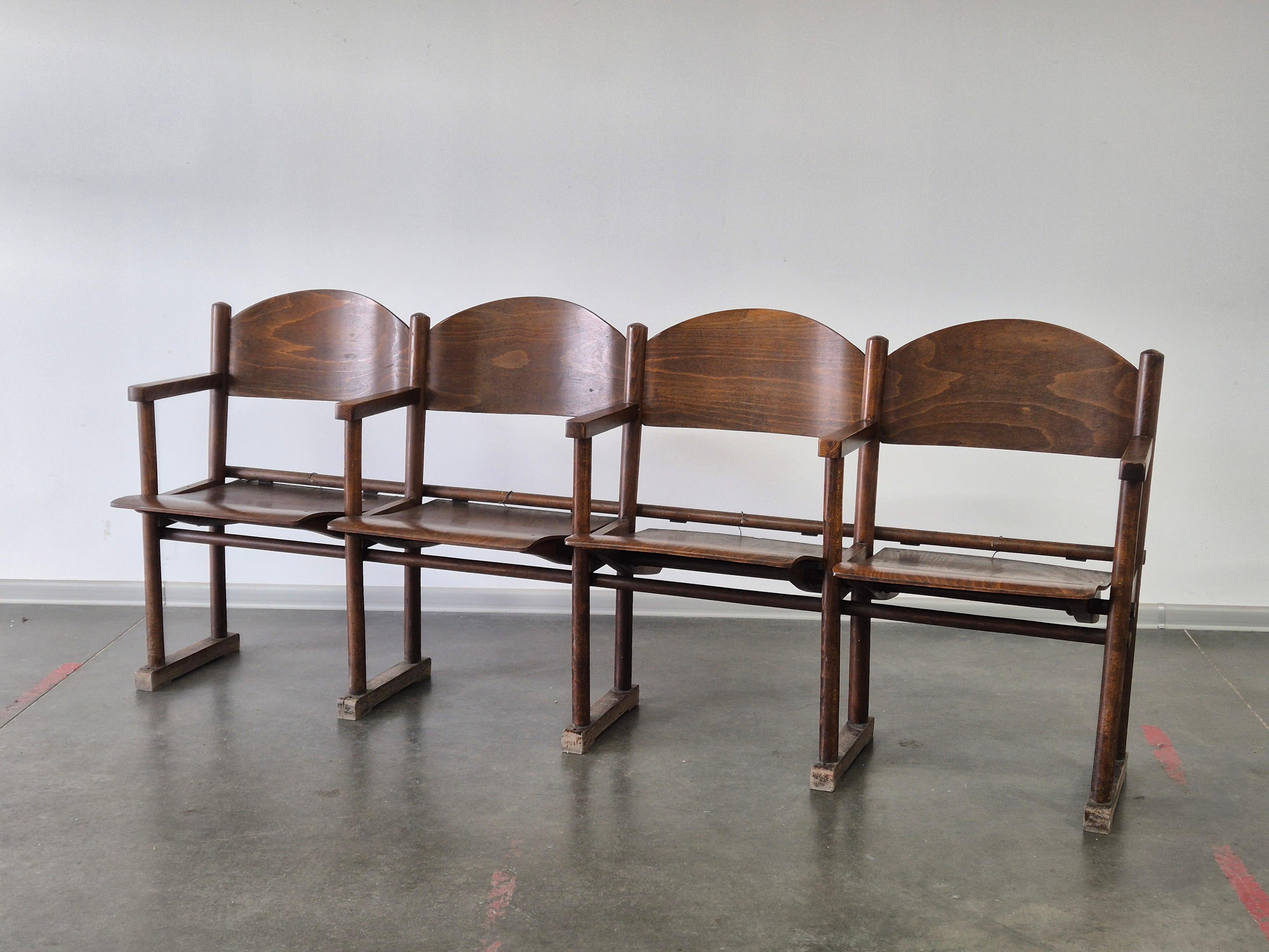 Featuring a classic design with warm wooden tones and sturdy craftsmanship, this bench is a perfect addition to any retro-inspired interior, home theater, or commercial setting.
Originally used in old cinemas, this bench retains its authentic