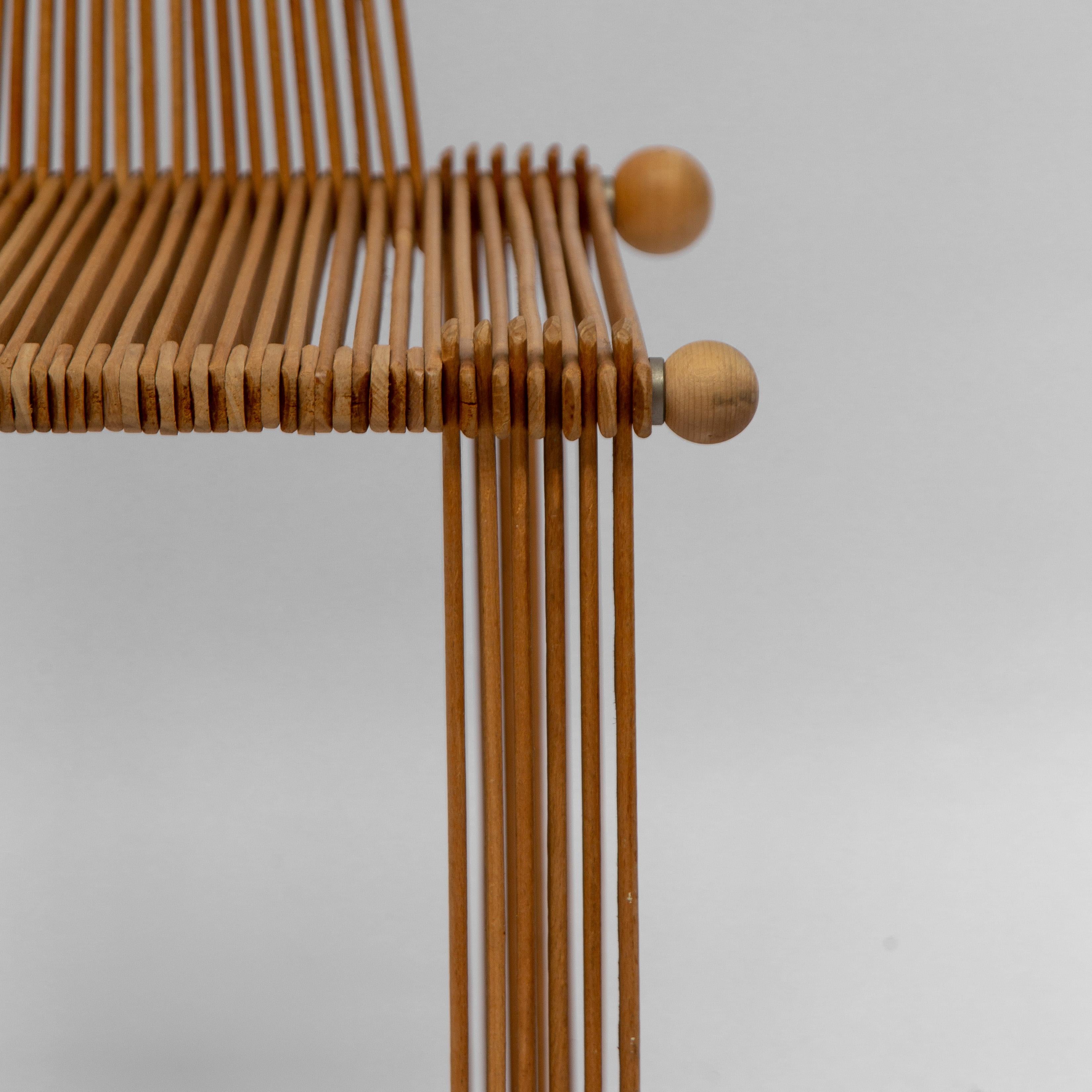 Wooden Vintage Slatted Popstical Stick Design Chair, Prototype, 1980s 4