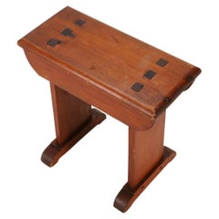 Antique Wooden Wabi-Sabi Stool, 1880