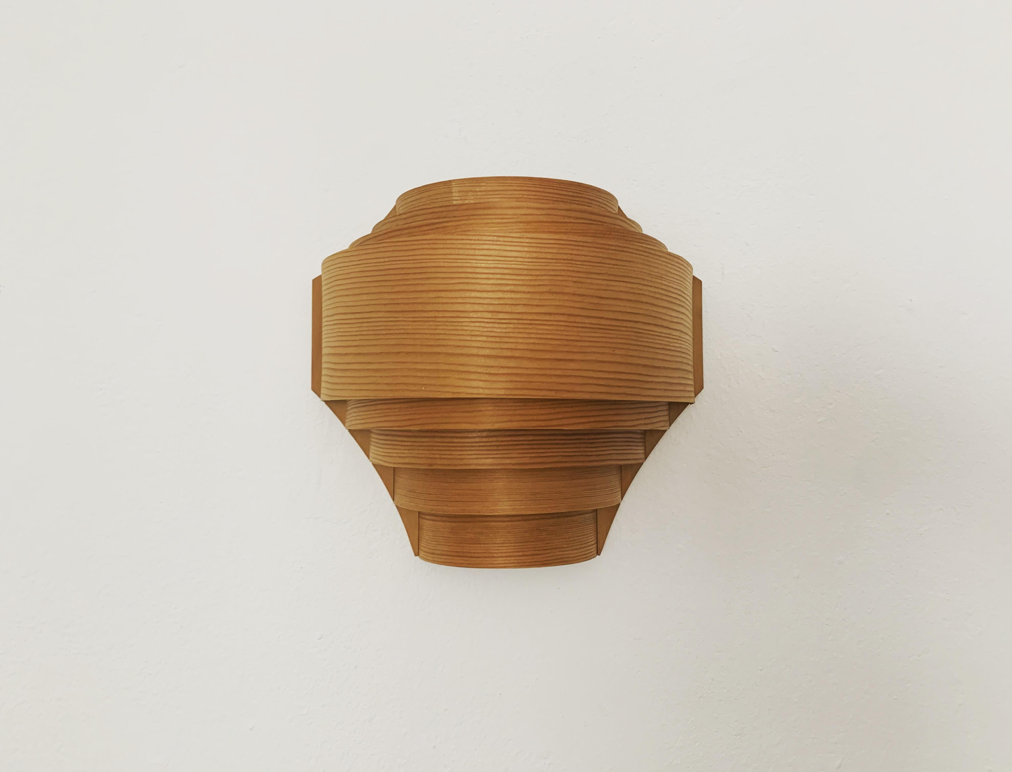 Scandinavian Modern Wooden Wall Lamp For Sale