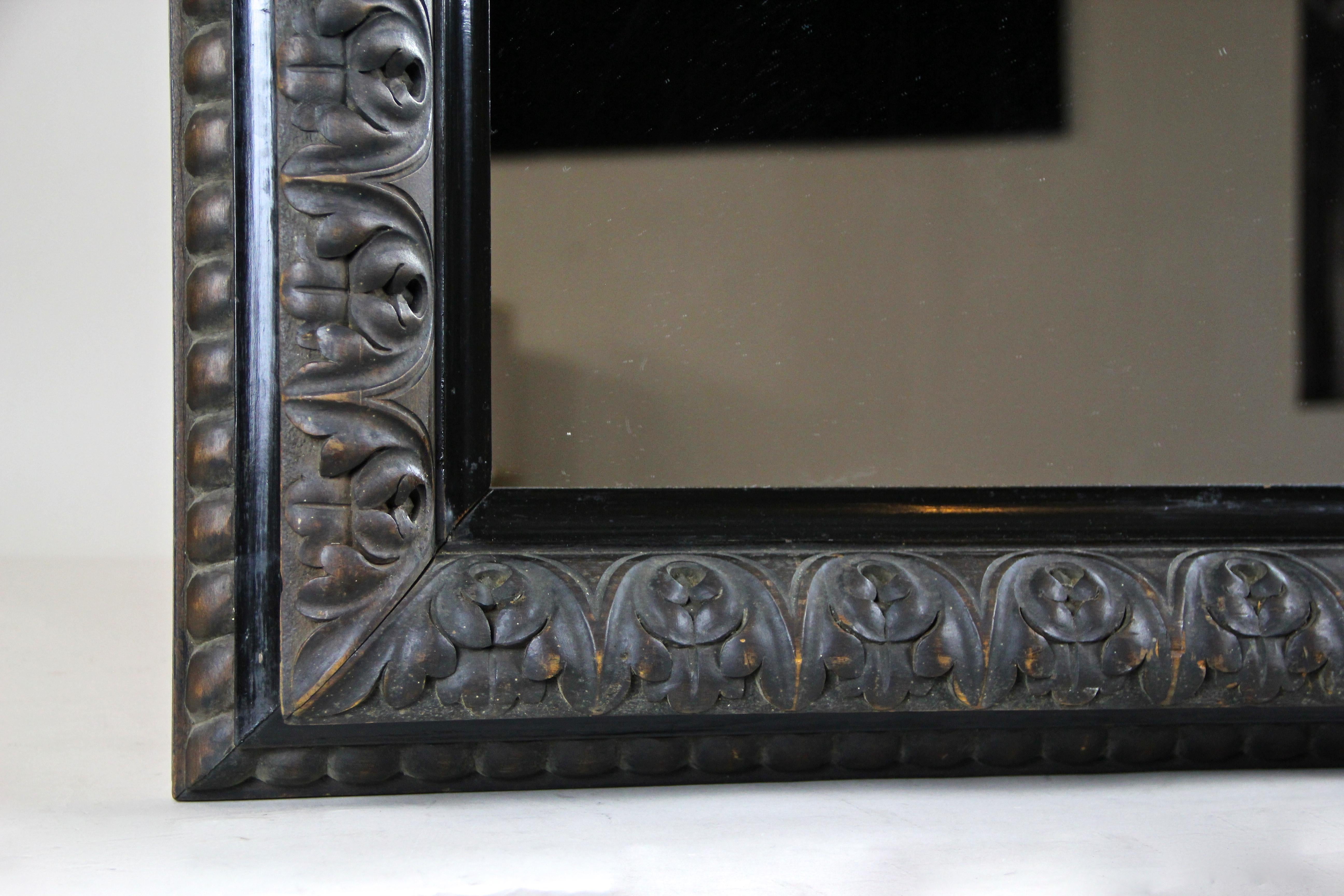 Wooden Wall Mirror Basswood Hand Carved Historism Period, Austria, circa 1870 For Sale 1