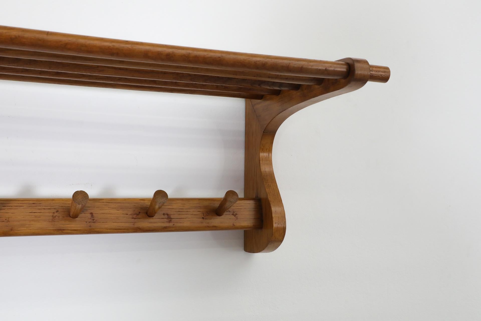 Wooden Wall Mount Coat Rack with Shelf and hooks by 't Spectrum, 1950s For Sale 7