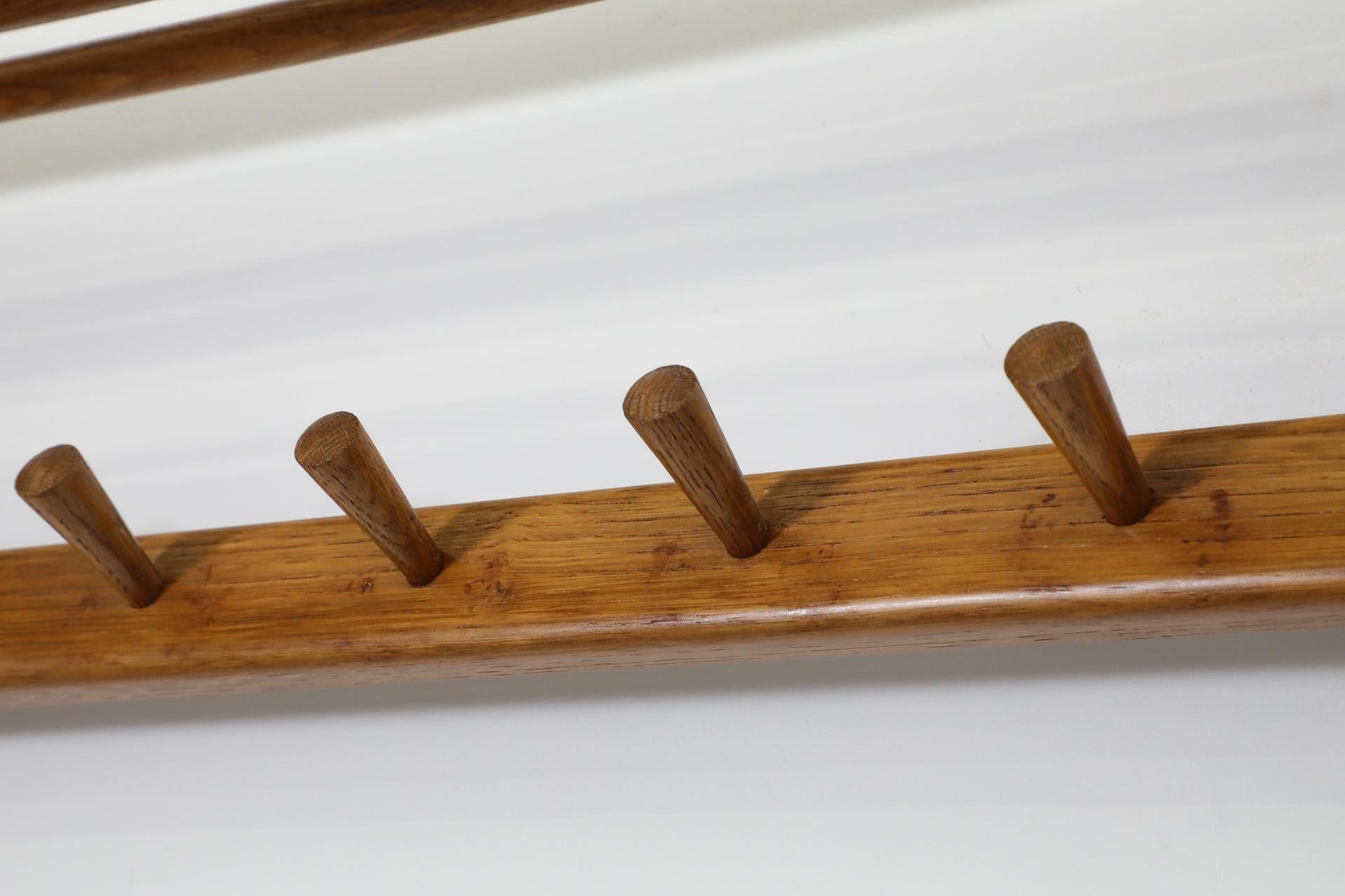 Wooden Wall Mount Coat Rack with Shelf and hooks by 't Spectrum, 1950s For Sale 8