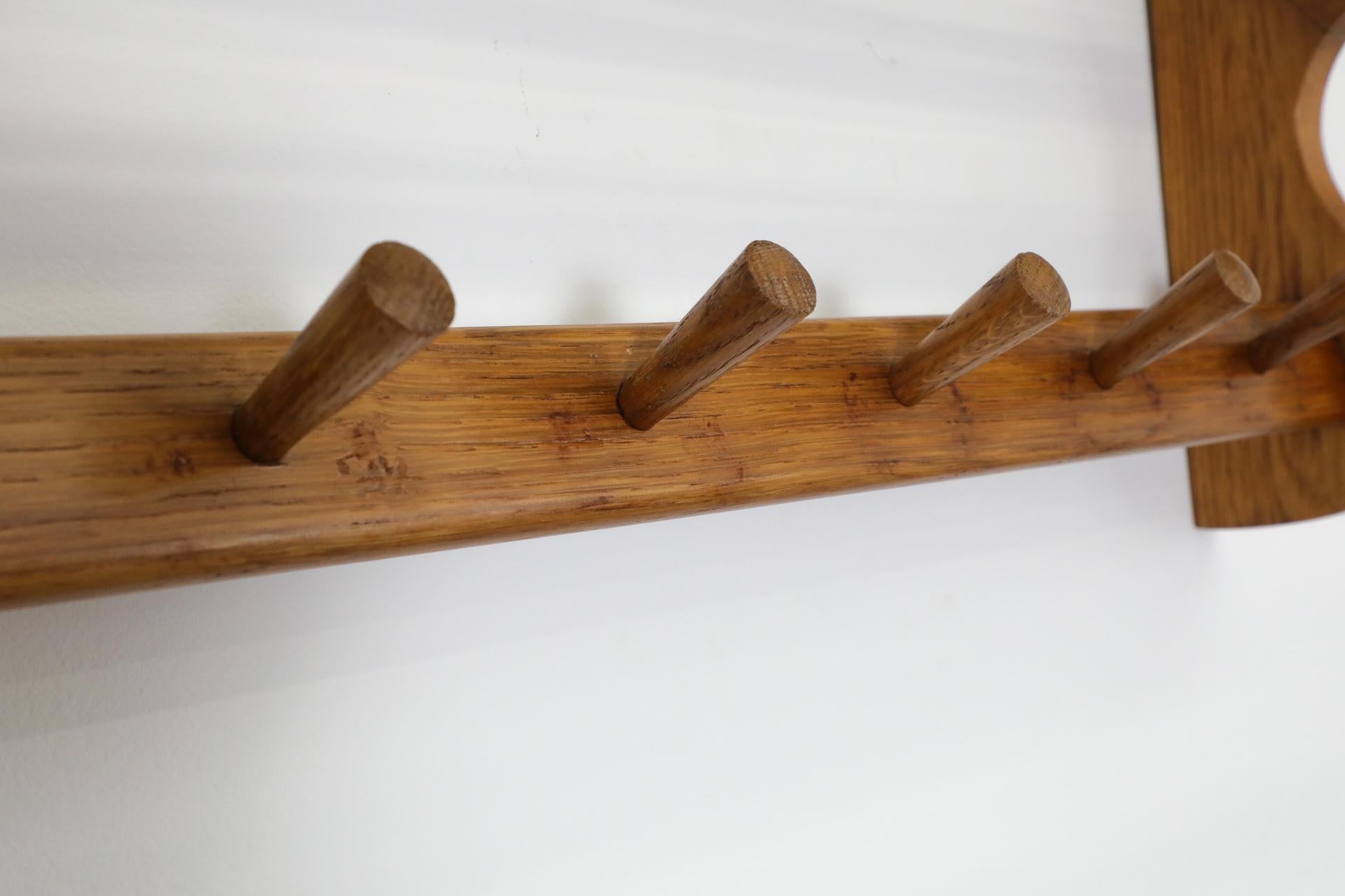 Wooden Wall Mount Coat Rack with Shelf and hooks by 't Spectrum, 1950s For Sale 10