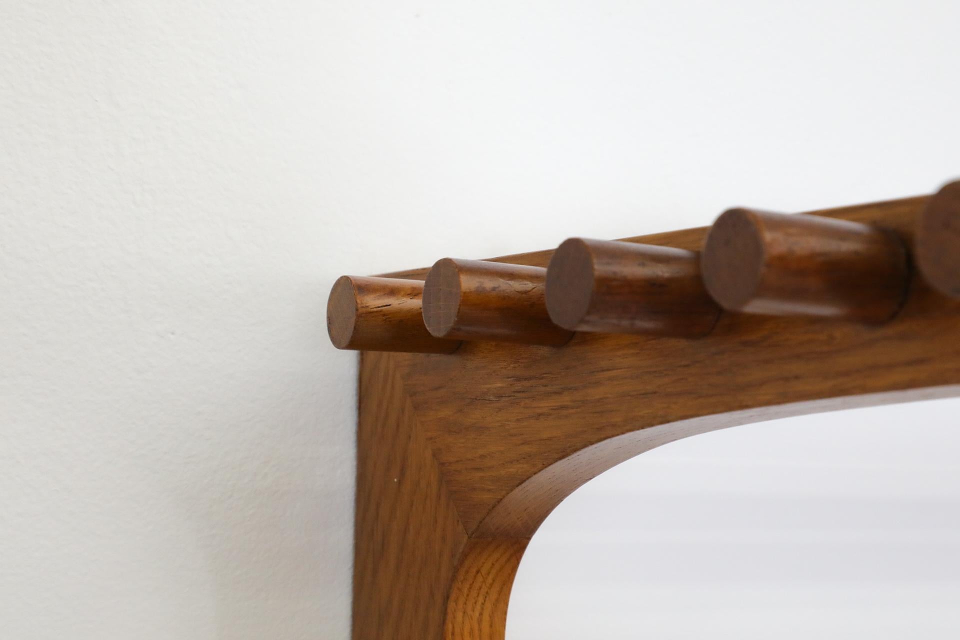Wooden Wall Mount Coat Rack with Shelf and hooks by 't Spectrum, 1950s For Sale 11