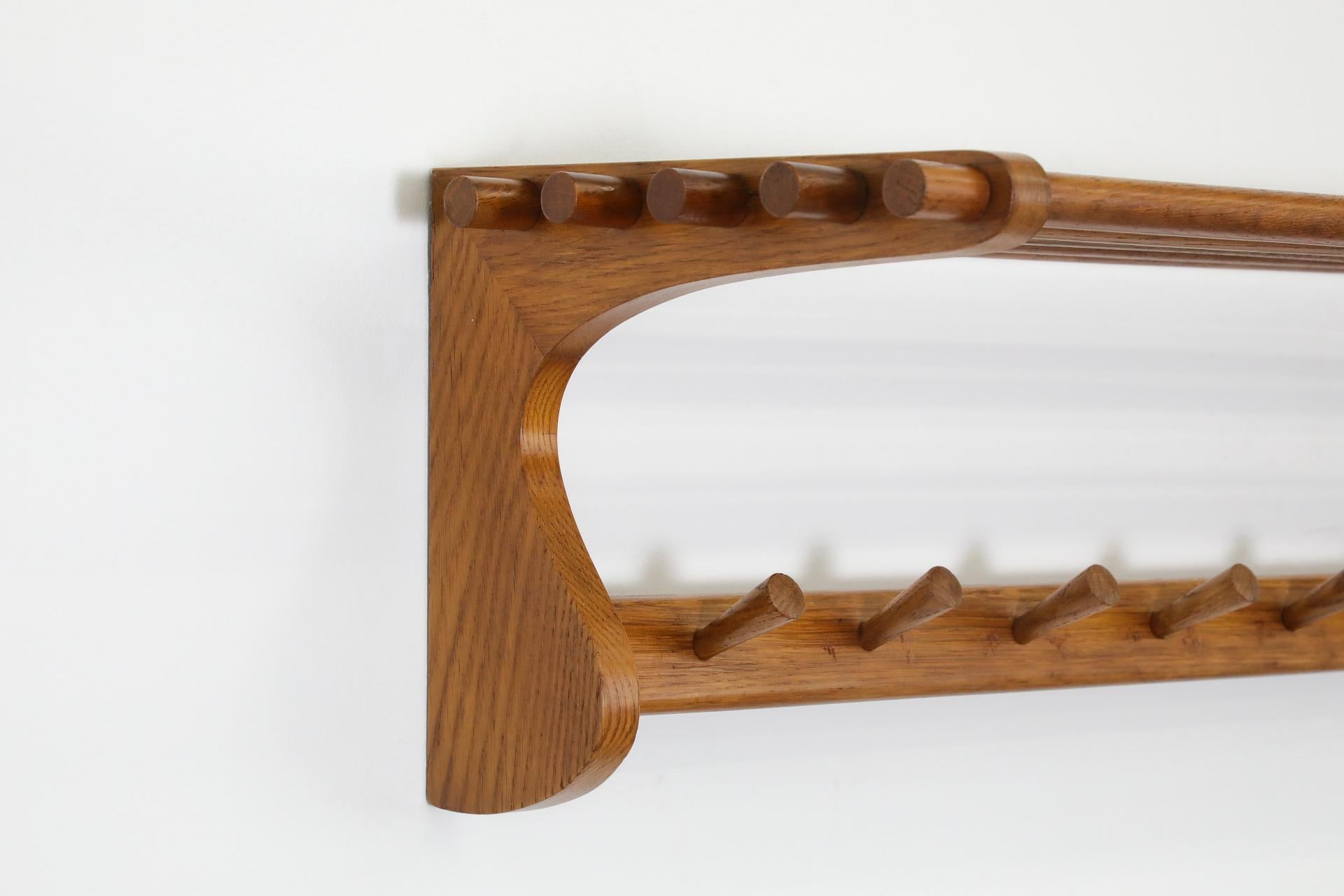 Wooden Wall Mount Coat Rack with Shelf and hooks by 't Spectrum, 1950s For Sale 12