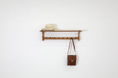 Wooden Wall Mount Coat Rack with Shelf and hooks by 't Spectrum, 1950s