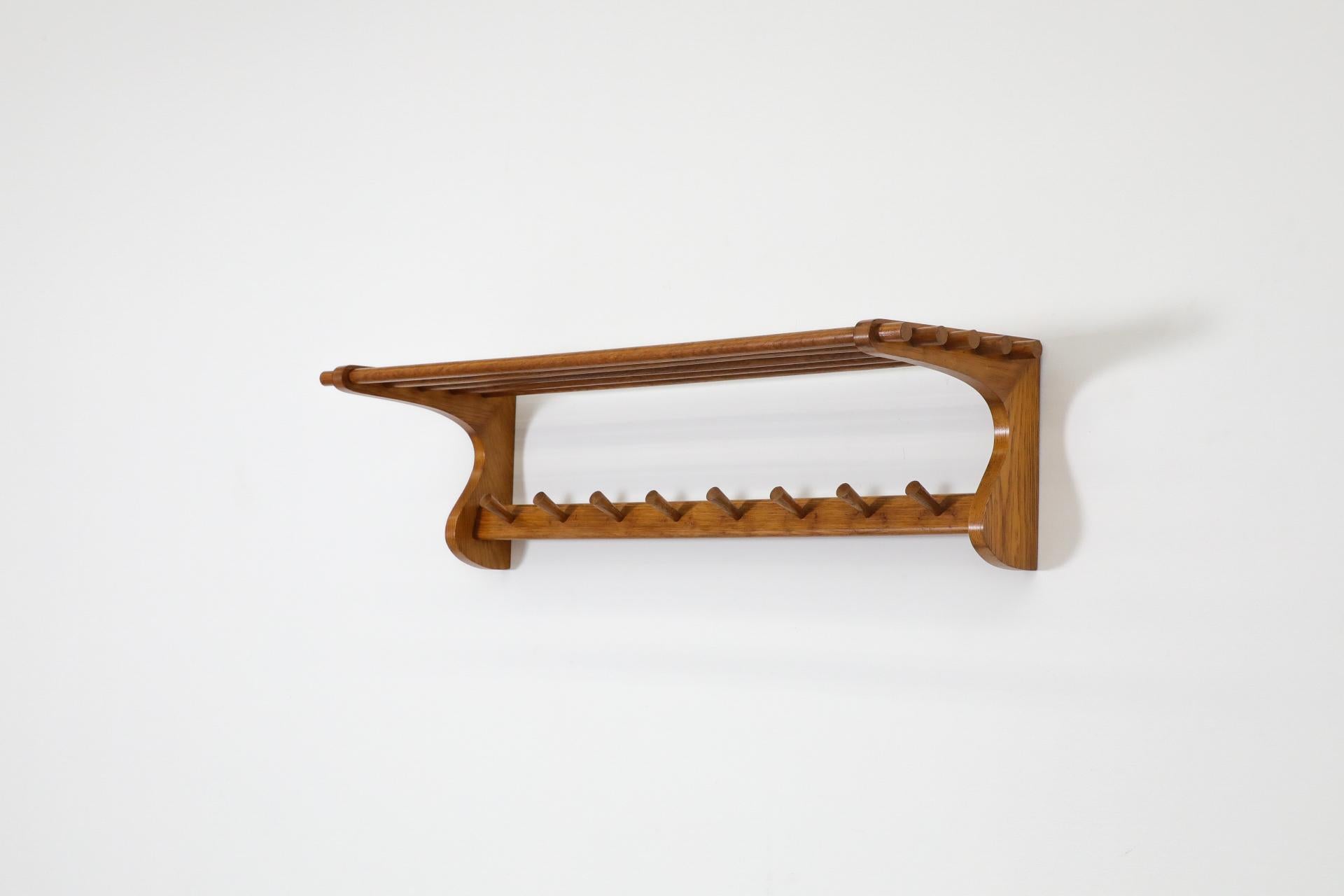 Wooden Wall Mount Coat Rack with Shelf and hooks by 't Spectrum, 1950s For Sale 2