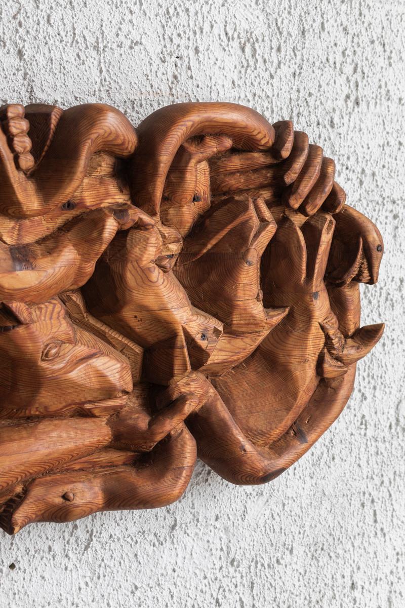 Wooden wall sculpture, an art carving by Preben P., Denmark, 1993 For Sale 6
