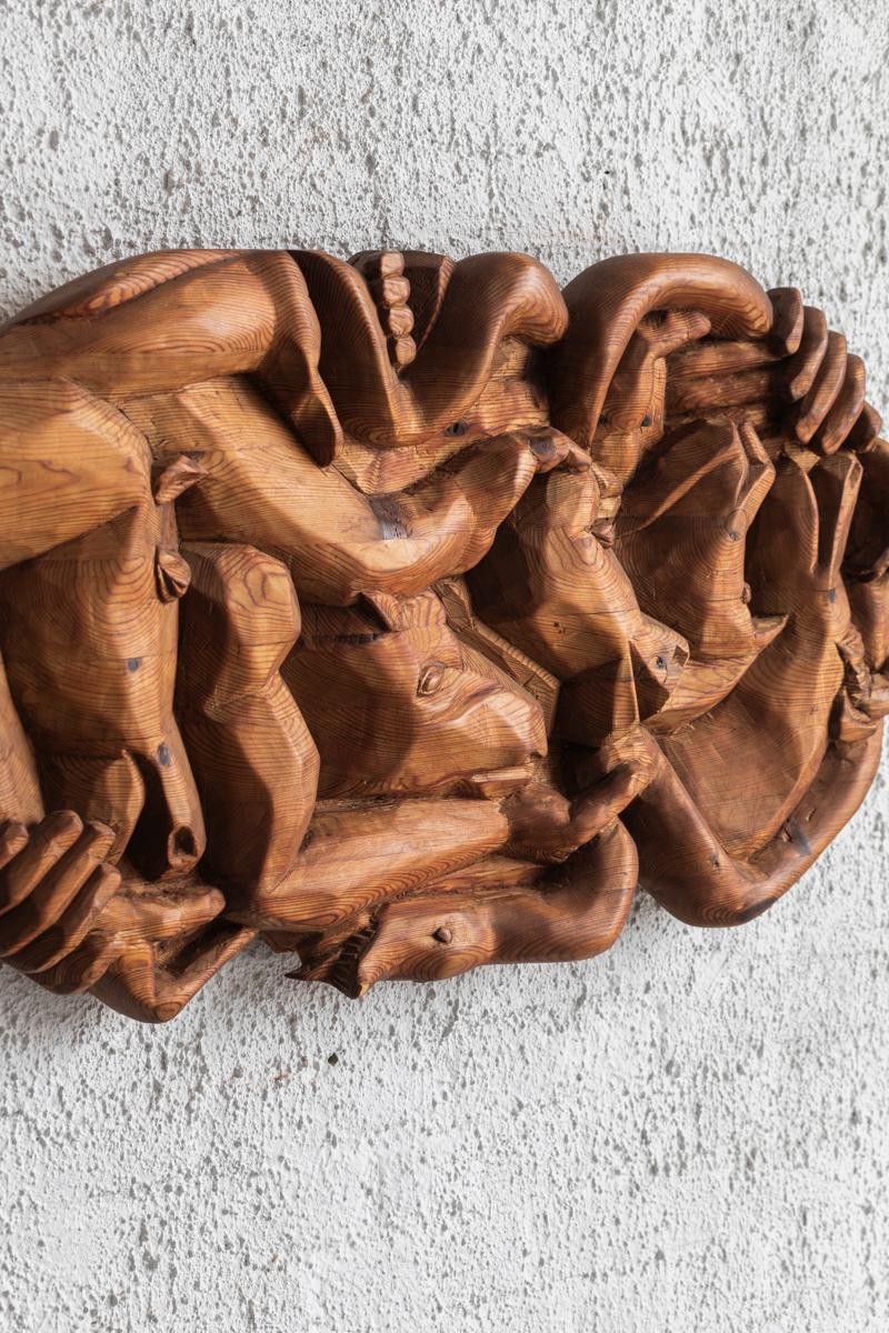 Wooden wall sculpture, an art carving by Preben P., Denmark, 1993 For Sale 7