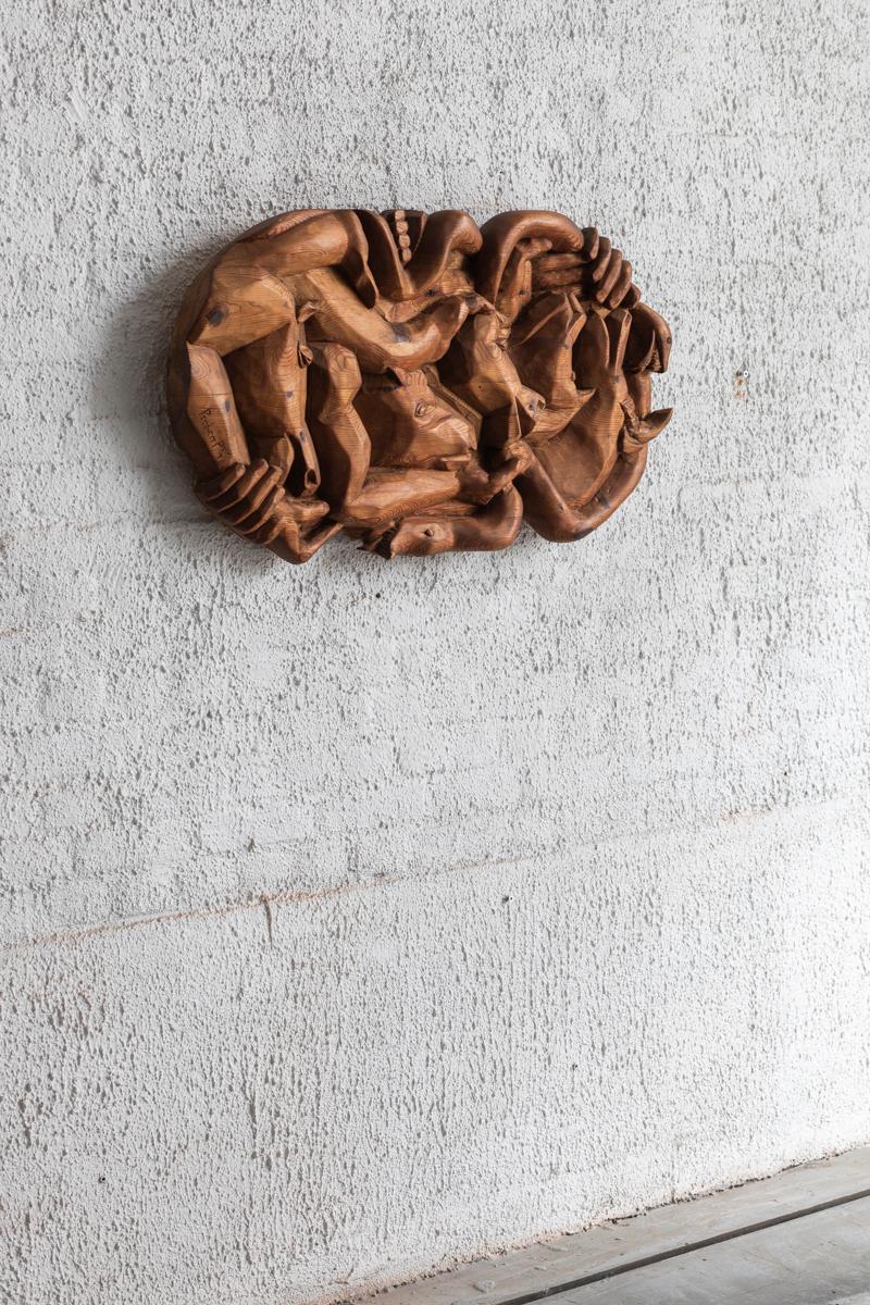 Wooden wall sculpture, an art carving by Preben P., Denmark, 1993 For Sale 12