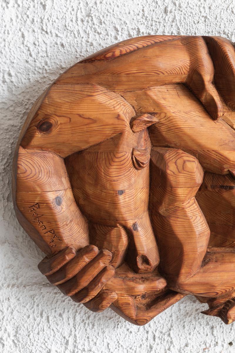 Wooden wall sculpture, an art carving by Preben P., Denmark, 1993 For Sale 3
