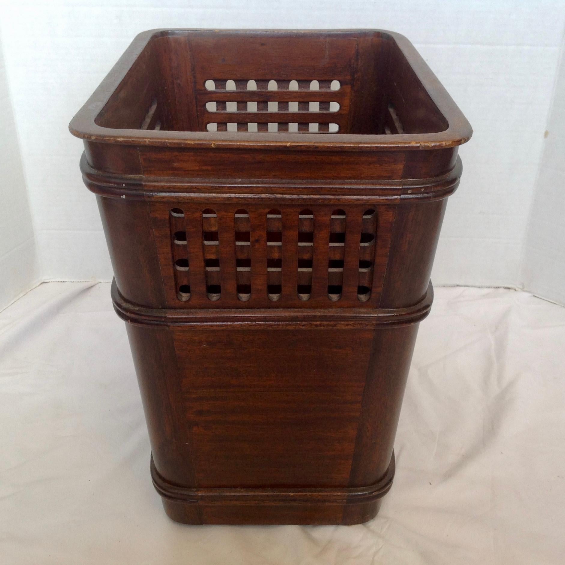 Wooden Waste Paper Basket In Good Condition In West Palm Beach, FL