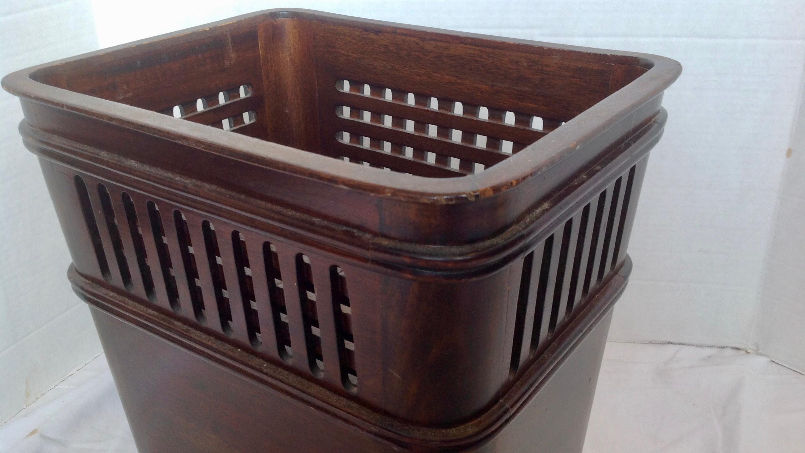 Late 20th Century Wooden Waste Paper Basket