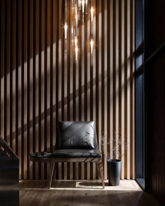 Wooden West Coast Lounge Chair by Eleven Stories Furniture, Walnut & Leather