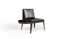 Wooden West Coast Lounge Chair by Eleven Stories Furniture, Walnut & Leather