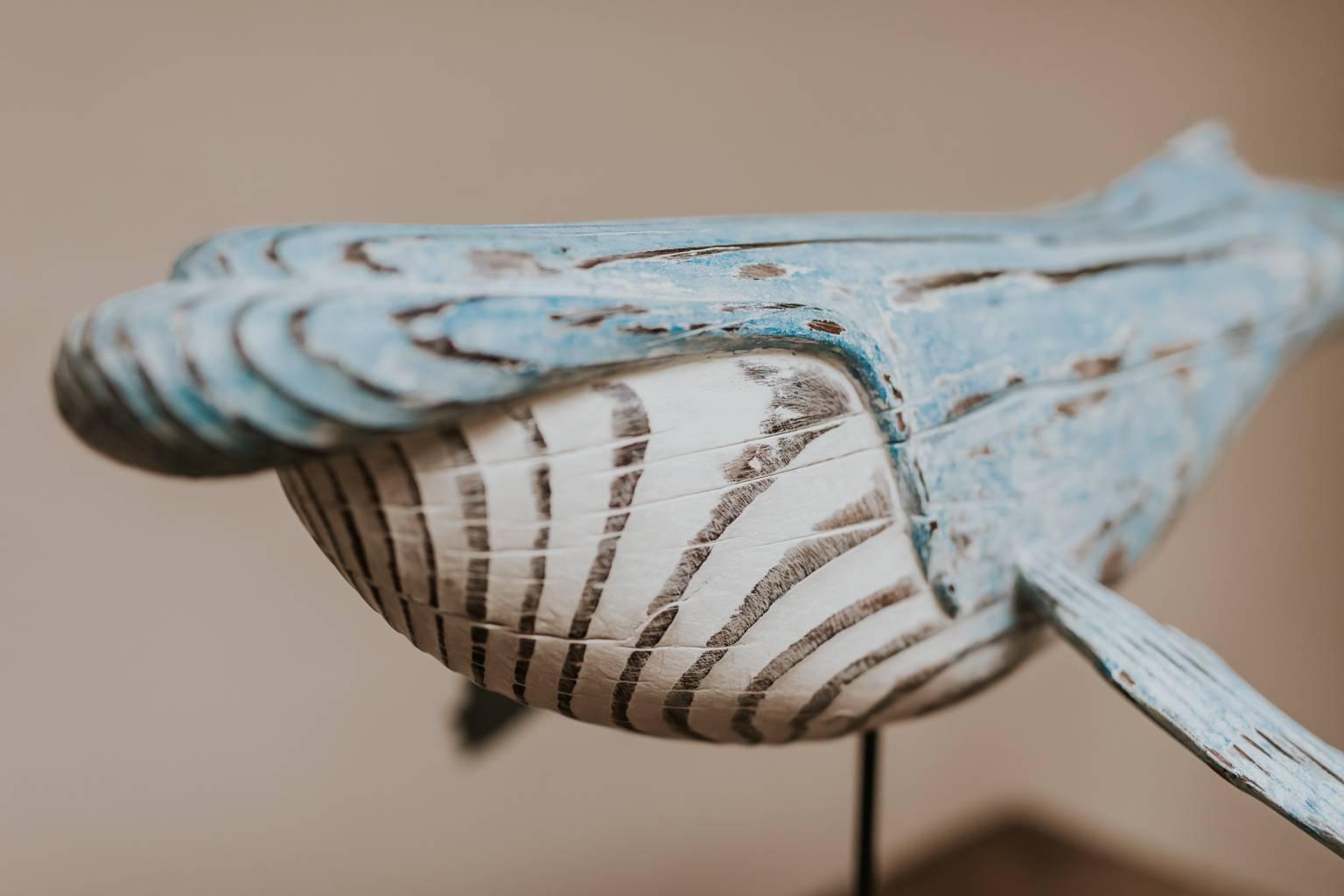 wood whale sculpture