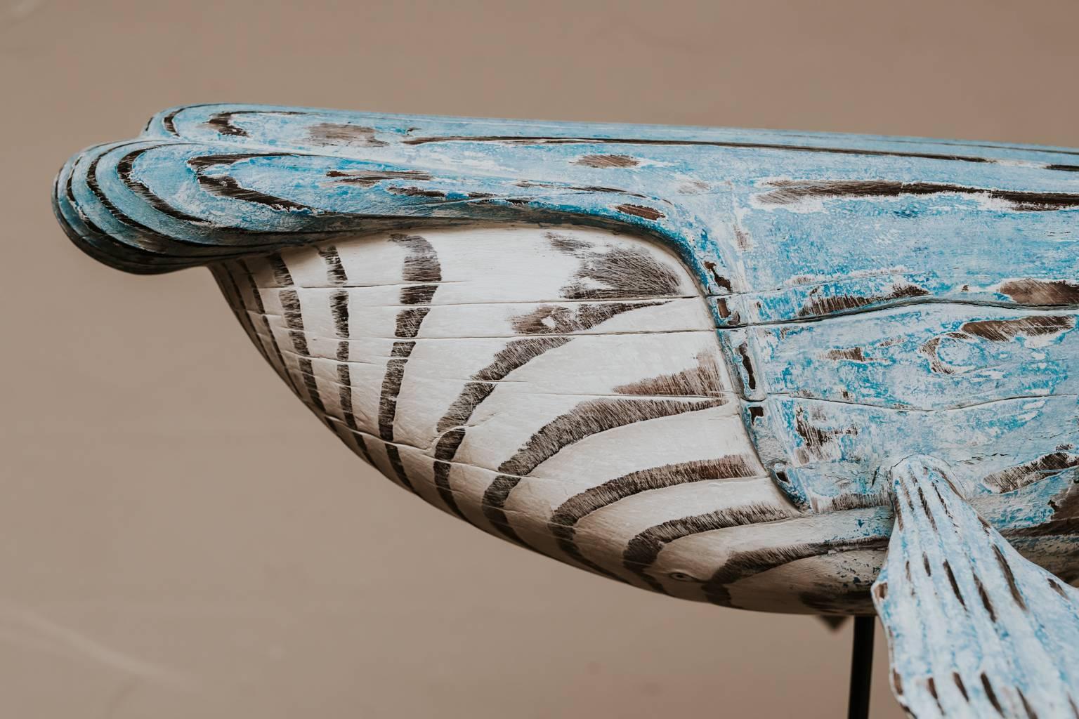 British Wooden Whale Sculpture