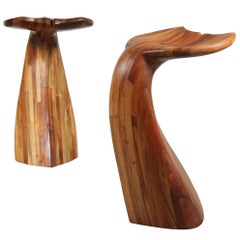 Wooden Whale Tail Bar Stools, 1980s