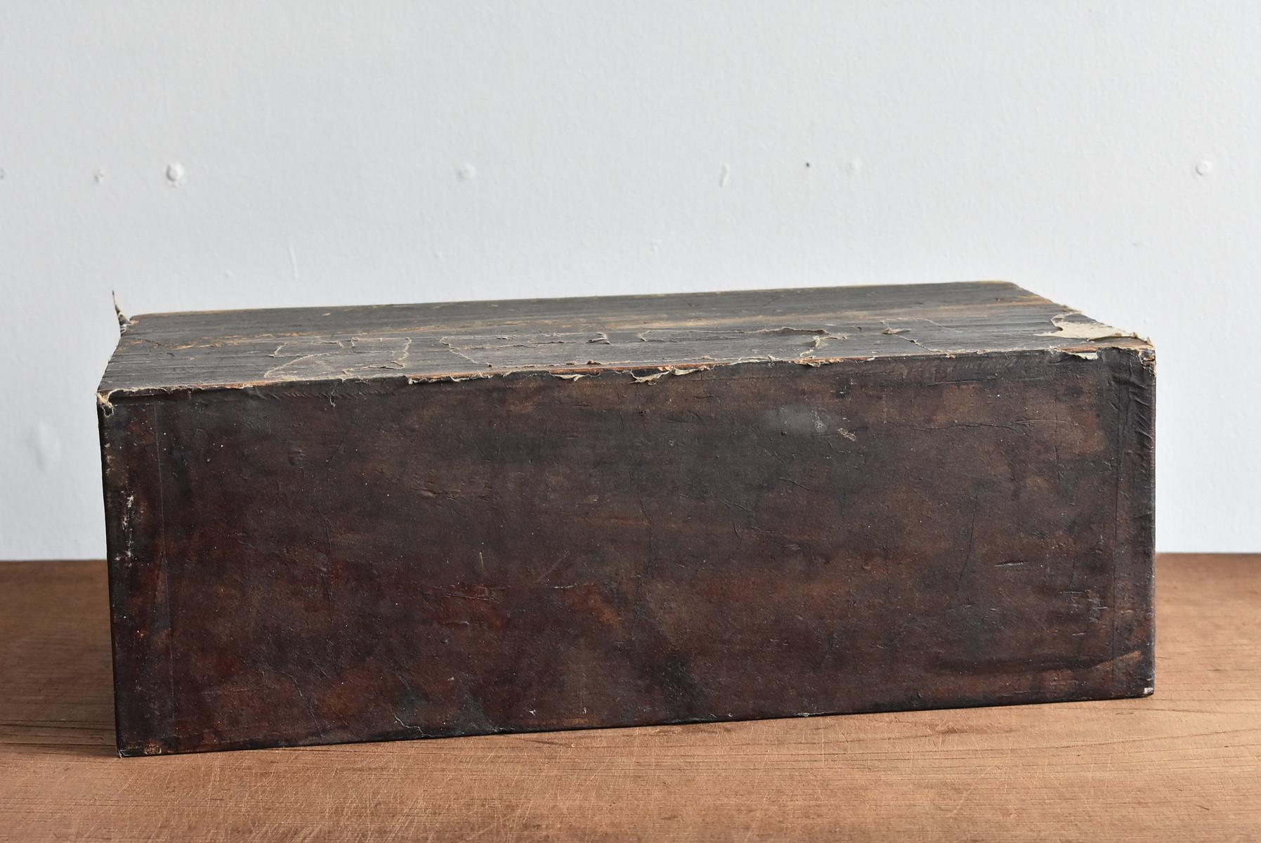 Wooden Box with Old Japanese Paper / 18th-19th / Antique Decoration Stand 3