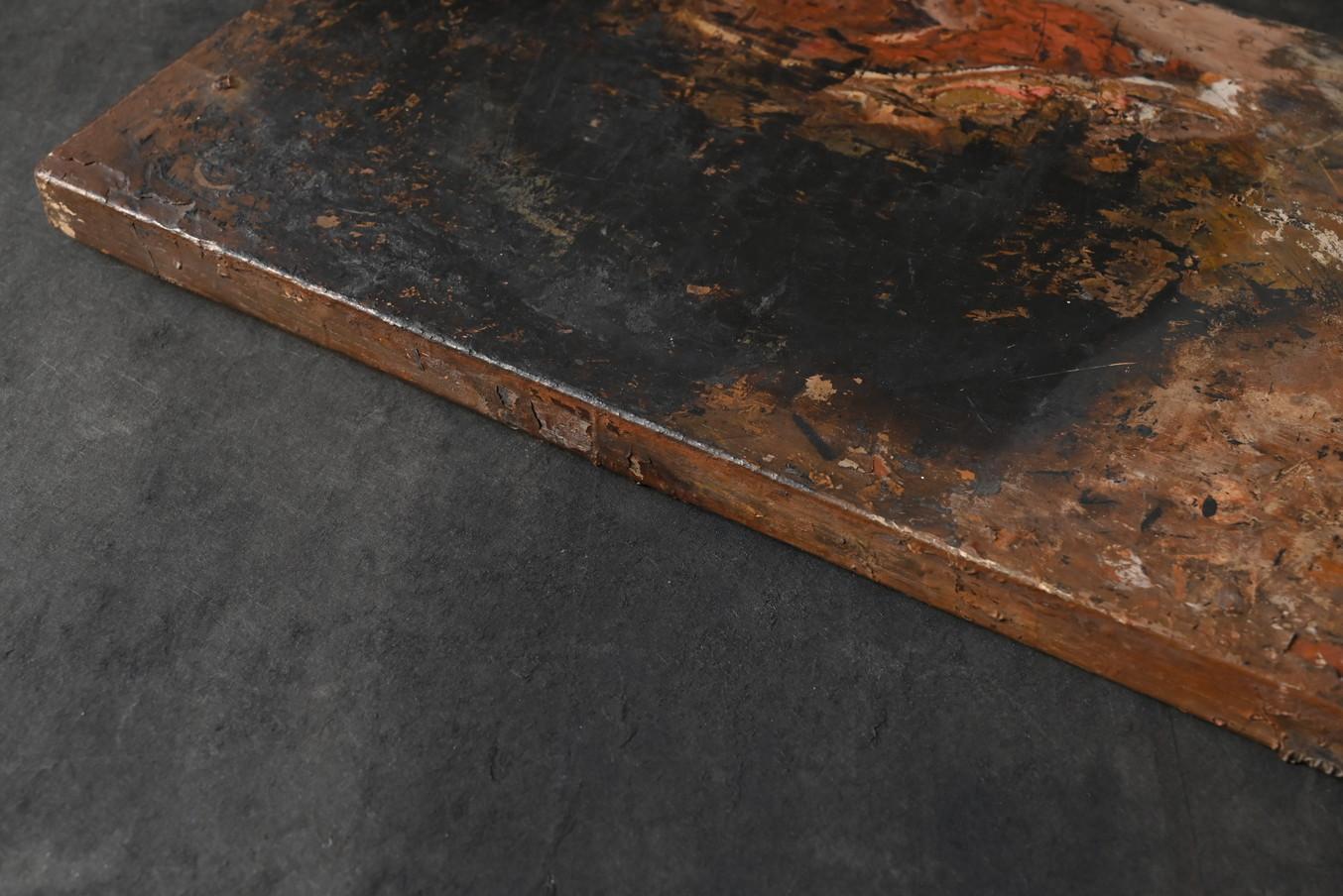 Tabla de trabajo de madera de un antiguo artesano japonés de laca/objeto para colgar en la pared en venta 3
