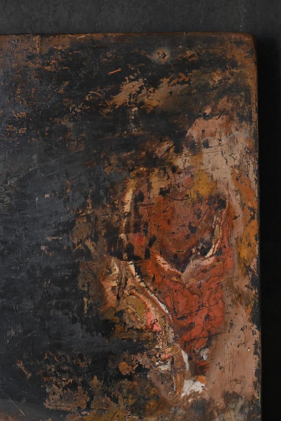 Tabla de trabajo de madera de un antiguo artesano japonés de laca/objeto para colgar en la pared Japonés en venta