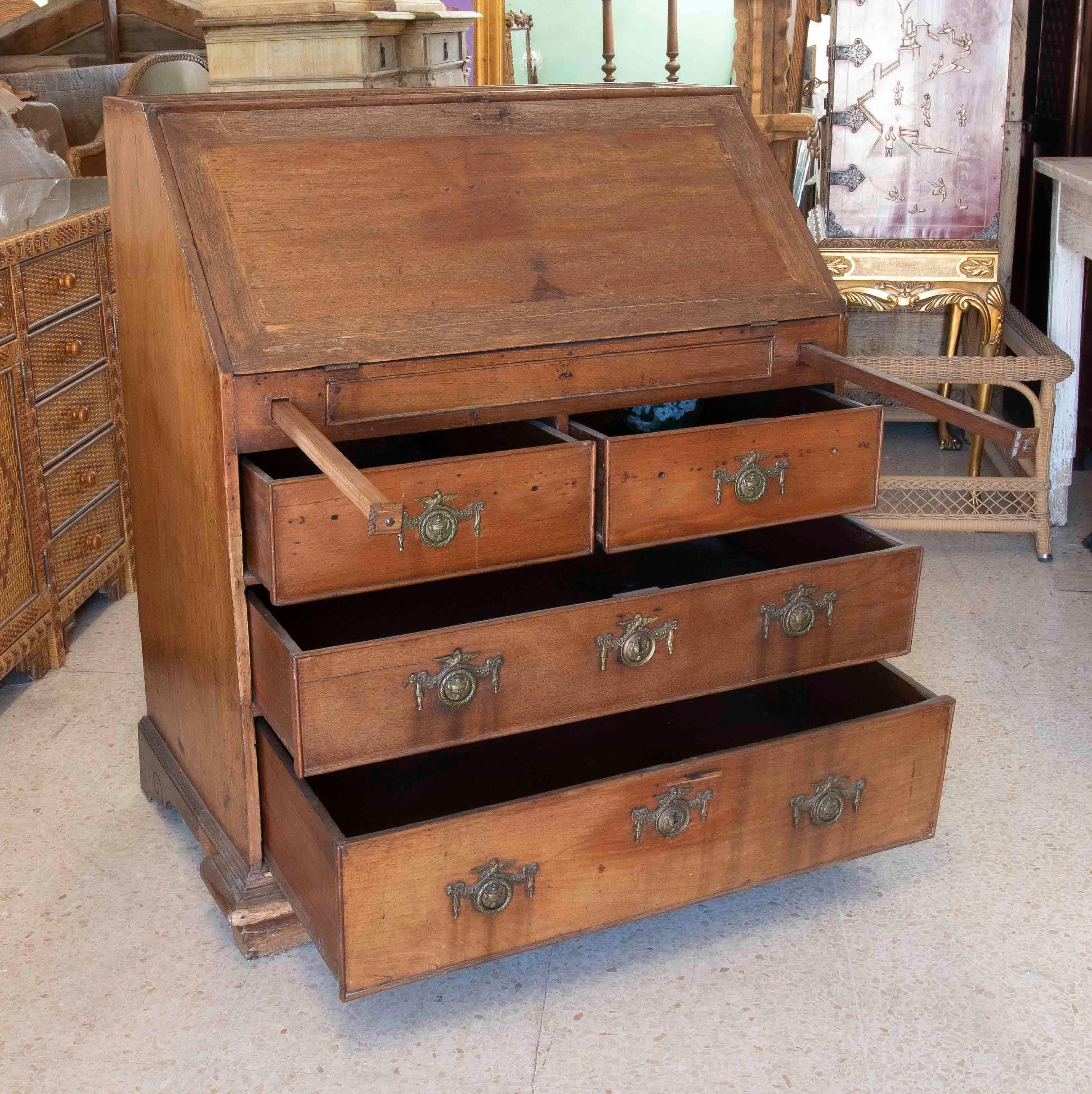 European Wooden Writing Desk with Drawers and Folding Door  For Sale