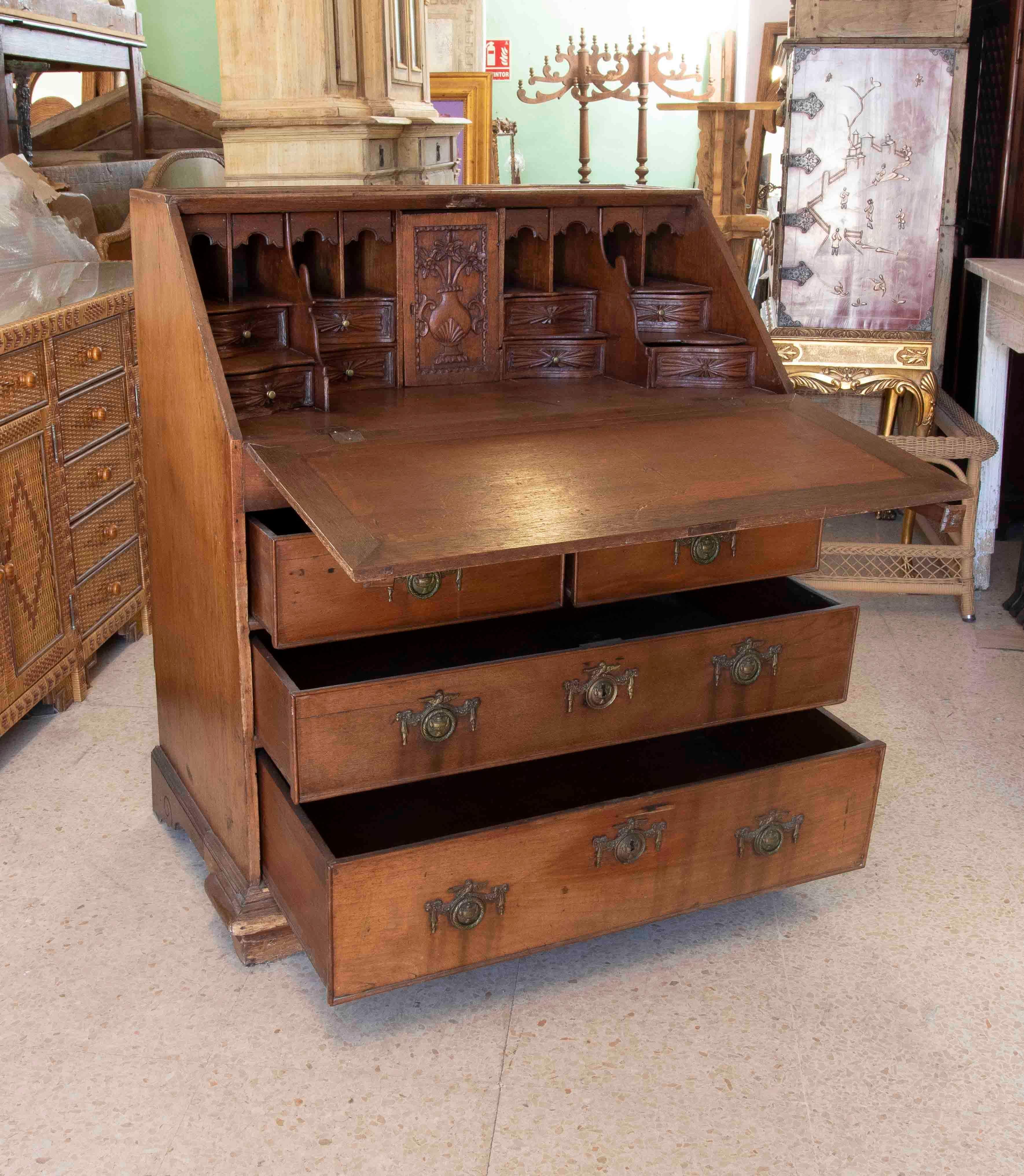 Wooden Writing Desk with Drawers and Folding Door  In Good Condition For Sale In Marbella, ES