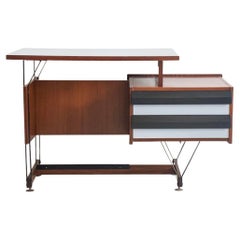 Retro Wooden Writing Desk with Metal Structure, Italy, 1960s