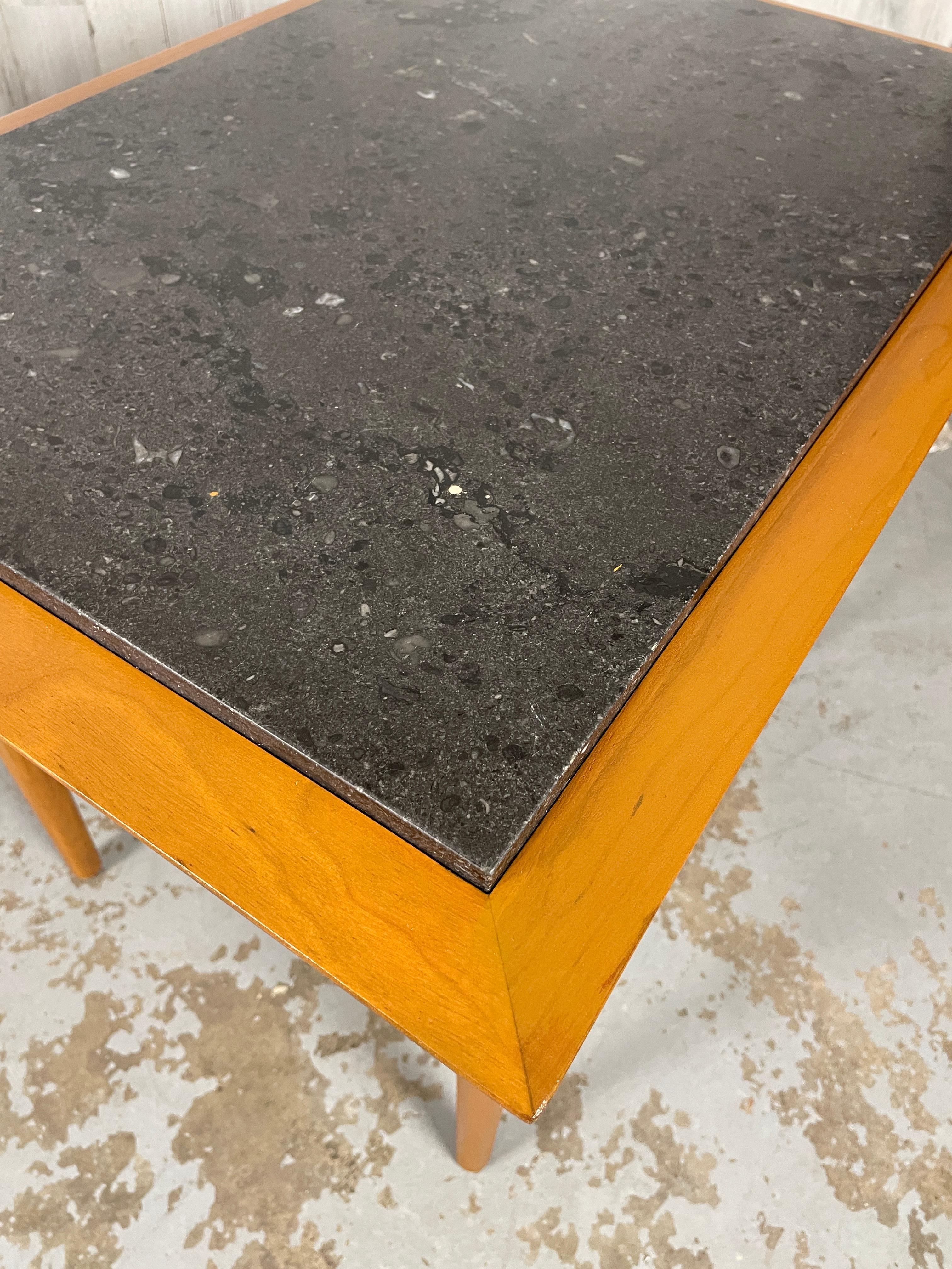Wooden X Base Granite Top Side Tables For Sale 2