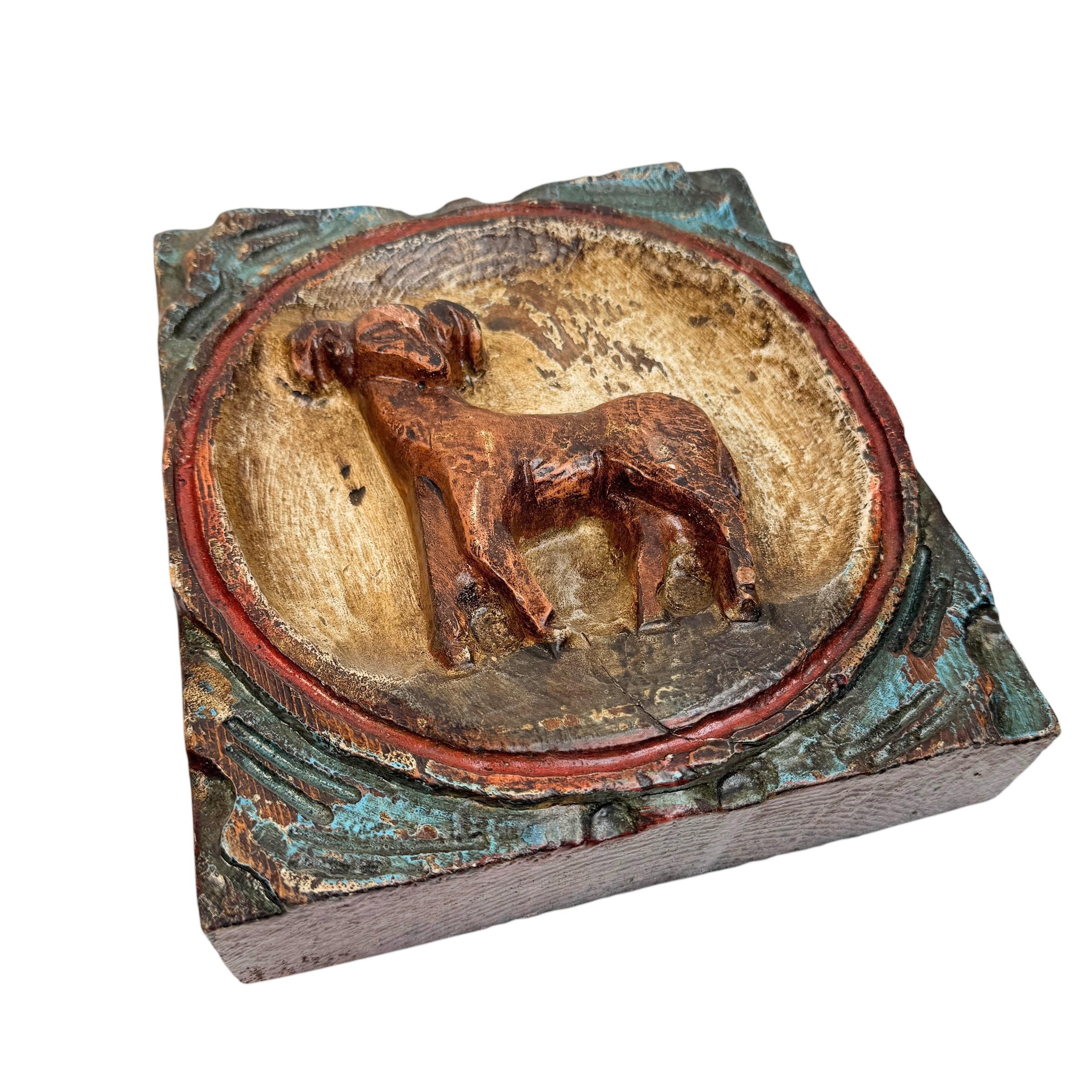 Wooden Zodiac Aries Ram Wall Plaque Relief Brutalist Midcentury, German, 1970s For Sale 2
