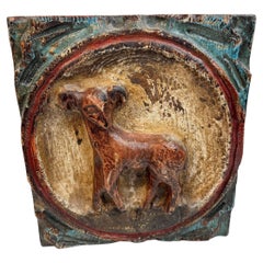 Zodíaco de madera Aries Carnero Placa de pared en relieve Brutalista de mediados de siglo, alemán, años 70