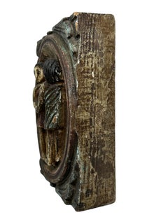 Wooden Zodiac Gemini Wall Plaque Relief Brutalist Midcentury, German, 1970s