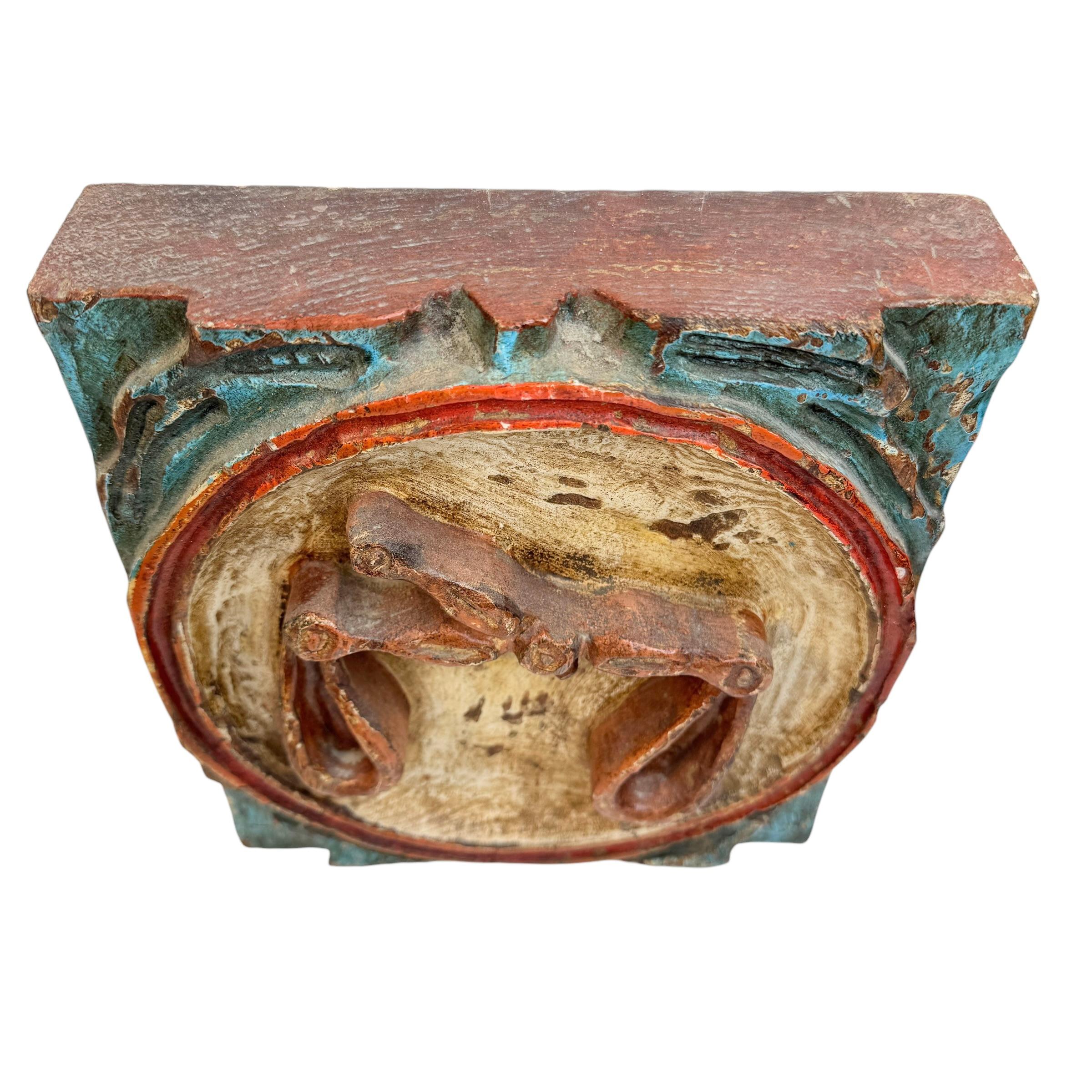 Beautiful wooden wall plaque relief sign, made in the Brutalist style in Germany in the 1970s. This is a wonderful Zodiac sign. This can be used as a Wall decoration or as a decoration item at a table, console or cupboard. Found at an estate sale in