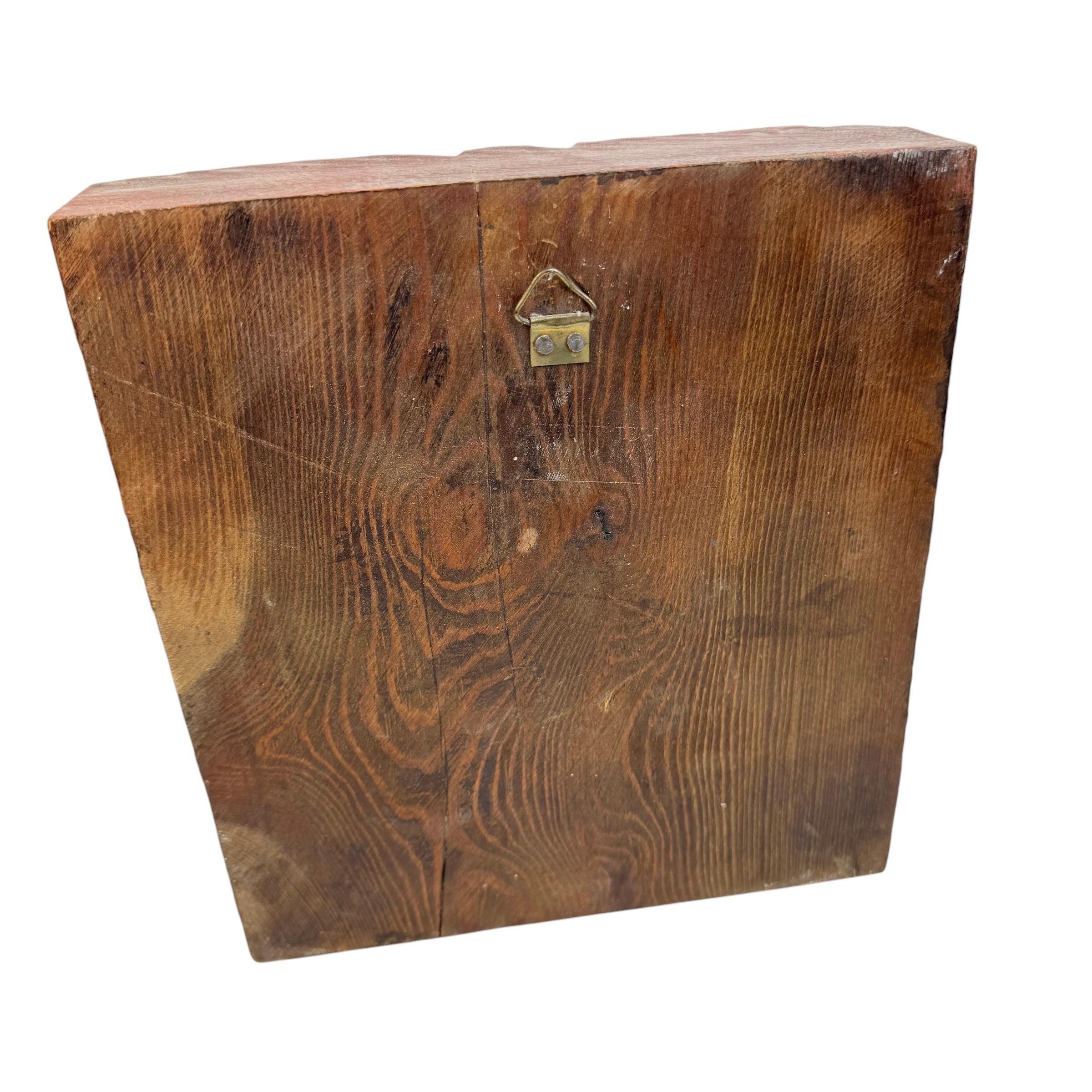 Late 20th Century Wooden Zodiac Lion Wall Plaque Relief Brutalist Midcentury, German, 1970s For Sale
