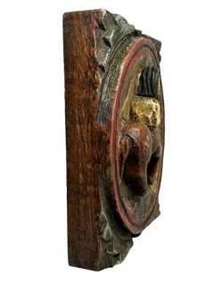 Wooden Zodiac Sagittarius Wall Plaque Relief Brutalist Midcentury, German, 1970s