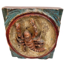 Wooden Zodiac Scorpio Wall Plaque Relief Brutalist Midcentury, German, 1970s