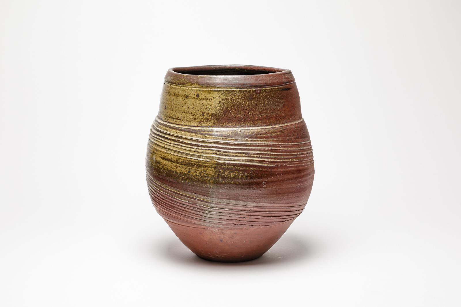 Beaux Arts Woodfired Ceramic Vase, Eric Astoul, 1986 For Sale