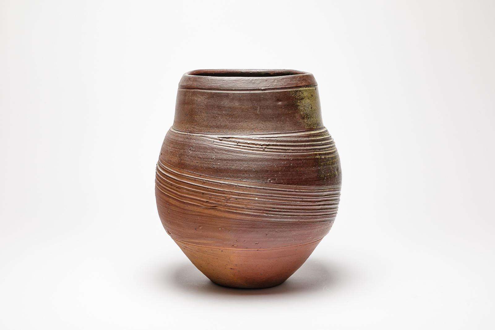 20th Century Woodfired Ceramic Vase, Eric Astoul, 1986 For Sale