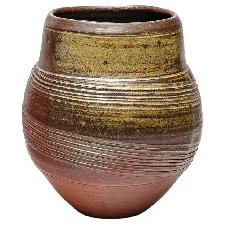 Woodfired-Vase aus Keramik, Eric Astoul, 1986