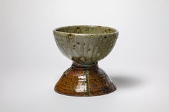 Woodfired stoneware "double bowls" sculpture , circa 1970.