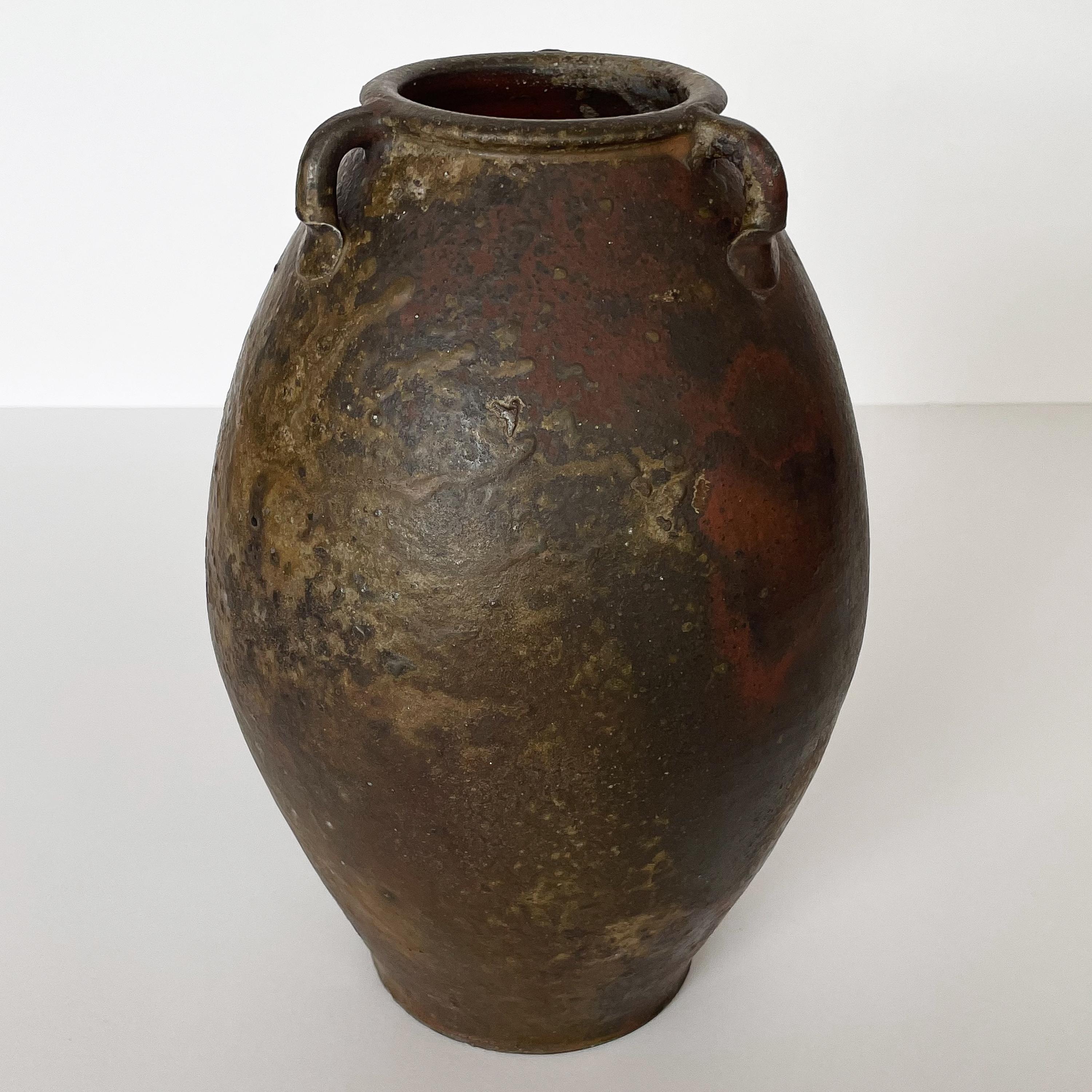 Contemporary Woodfired Studio Pottery Vessel with Three Handles by Gillan Doty For Sale