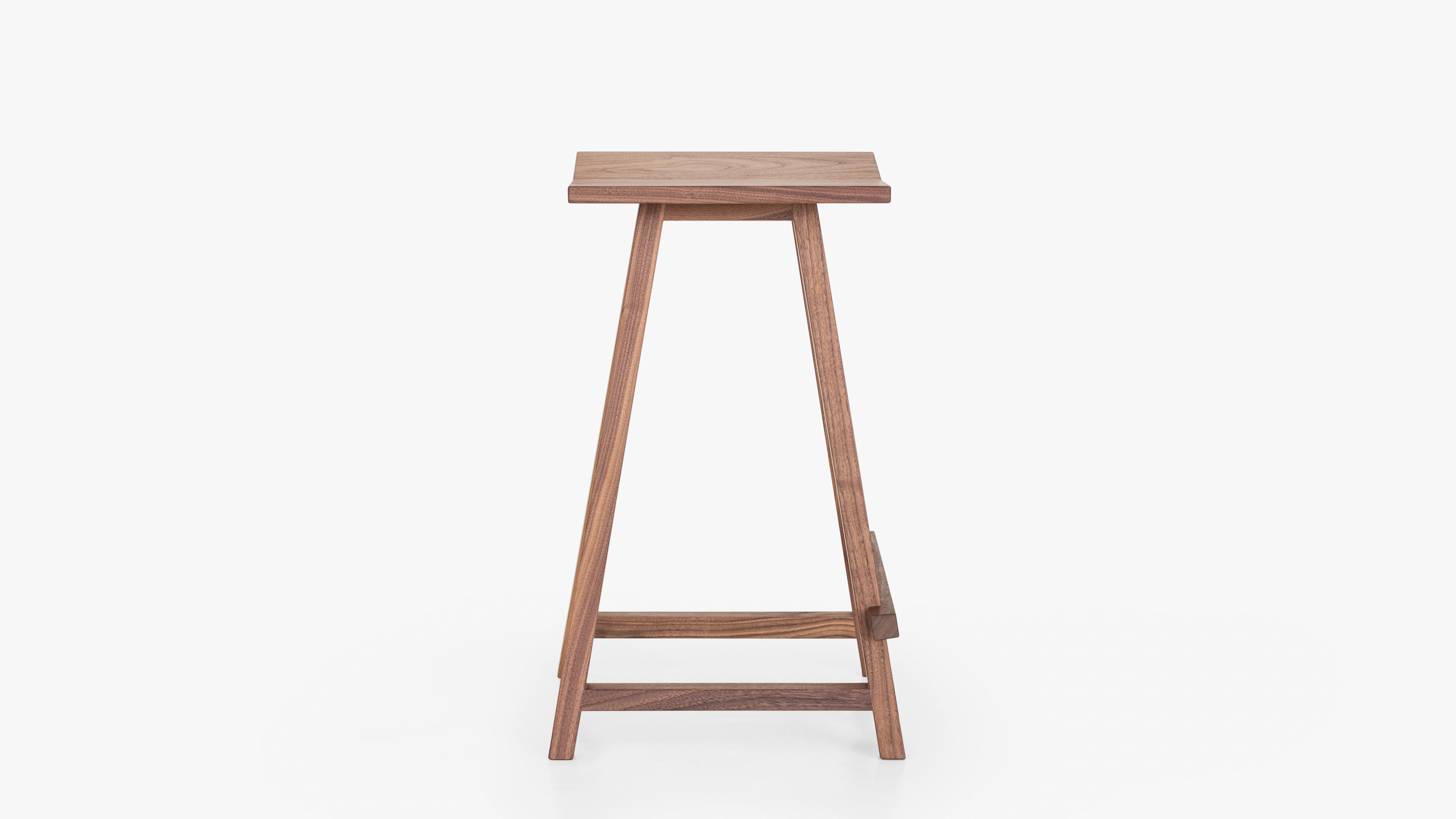 Organic Modern Woodford Bar Stool in American Walnut by Mr and Mrs White For Sale
