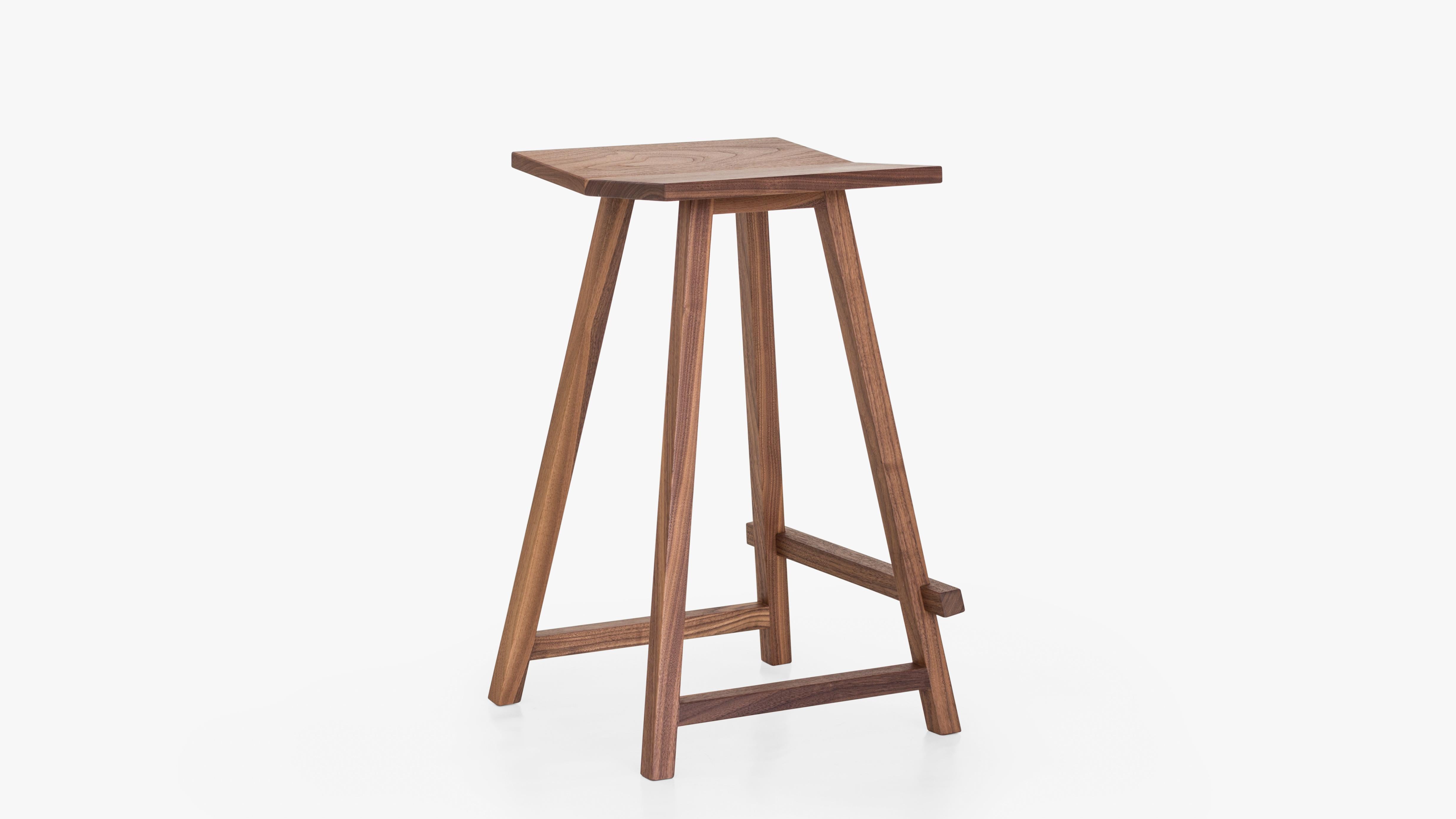 Hand-Crafted Woodford Bar Stool in American Walnut by Mr and Mrs White For Sale