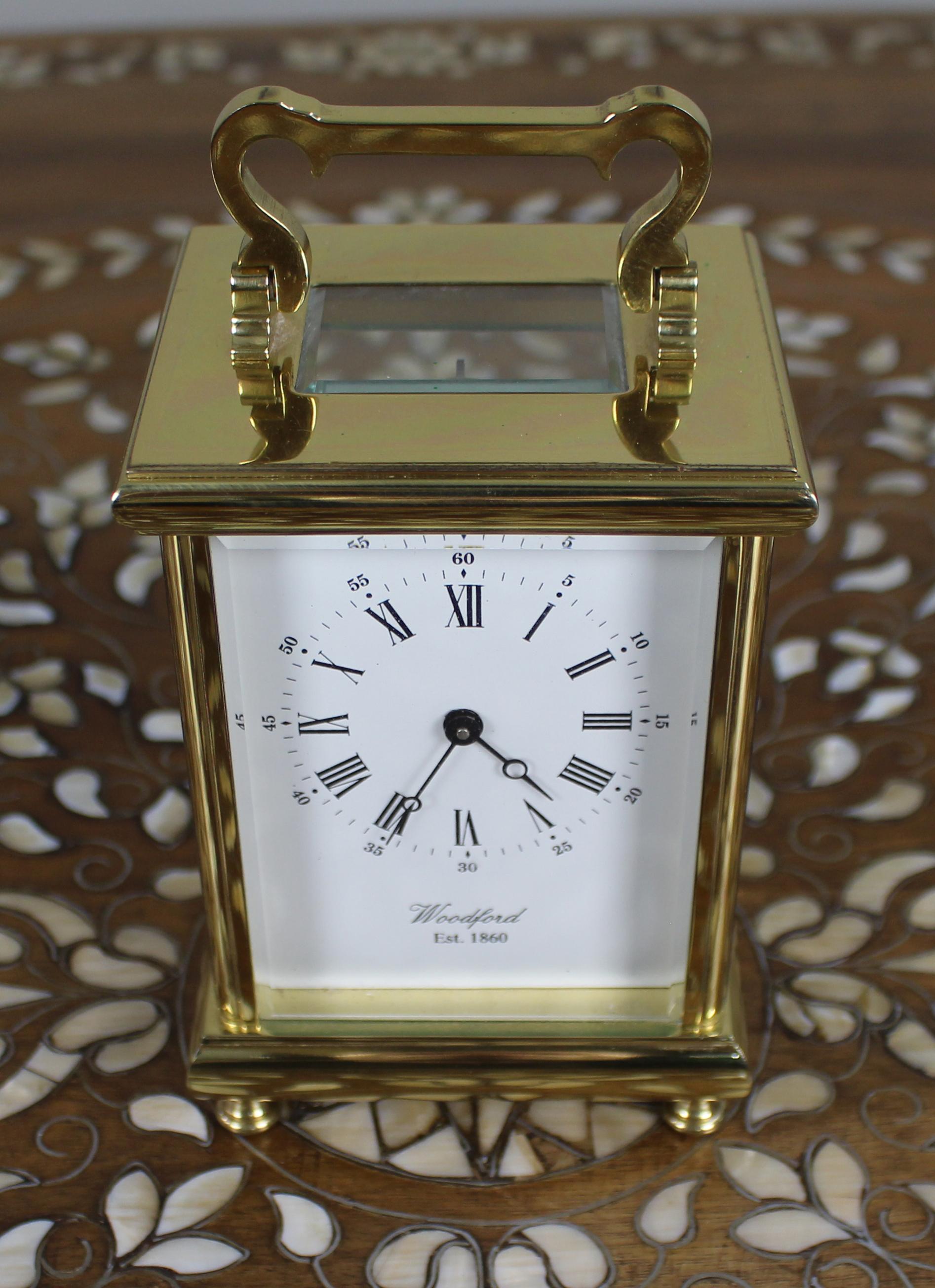 British Woodford Brass Carriage Clock, Late 20th Century For Sale