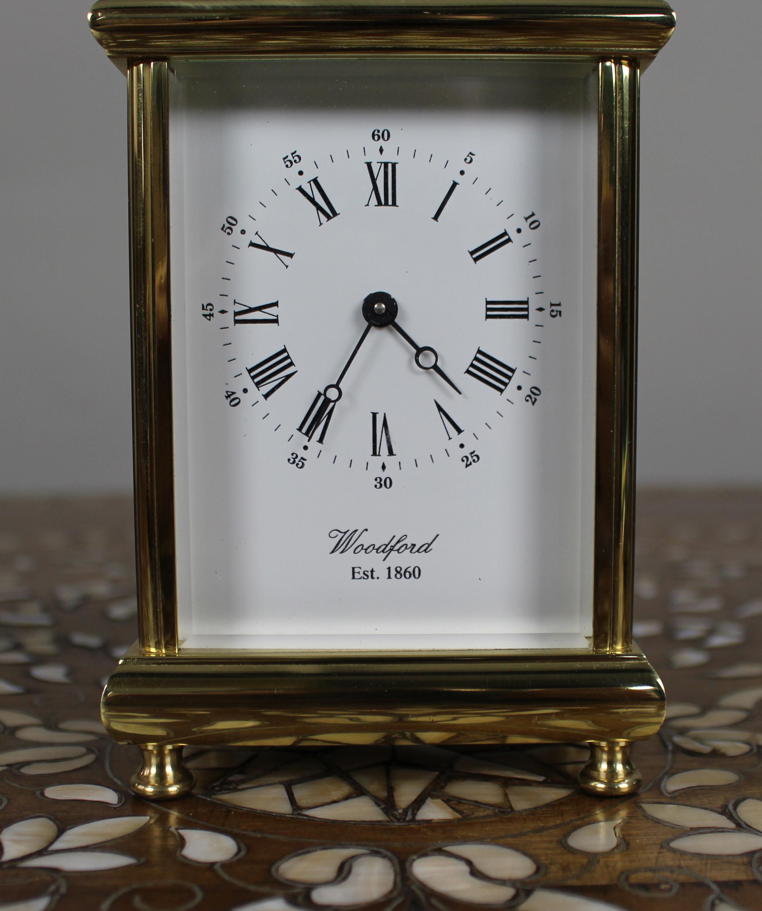 Woodford Brass Carriage Clock, Late 20th Century In Good Condition For Sale In Worcester, GB