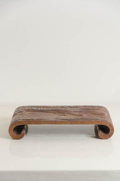 Woodgrain Scroll Stand, Antique Copper by Robert Kuo, Hand Repousse, Limited