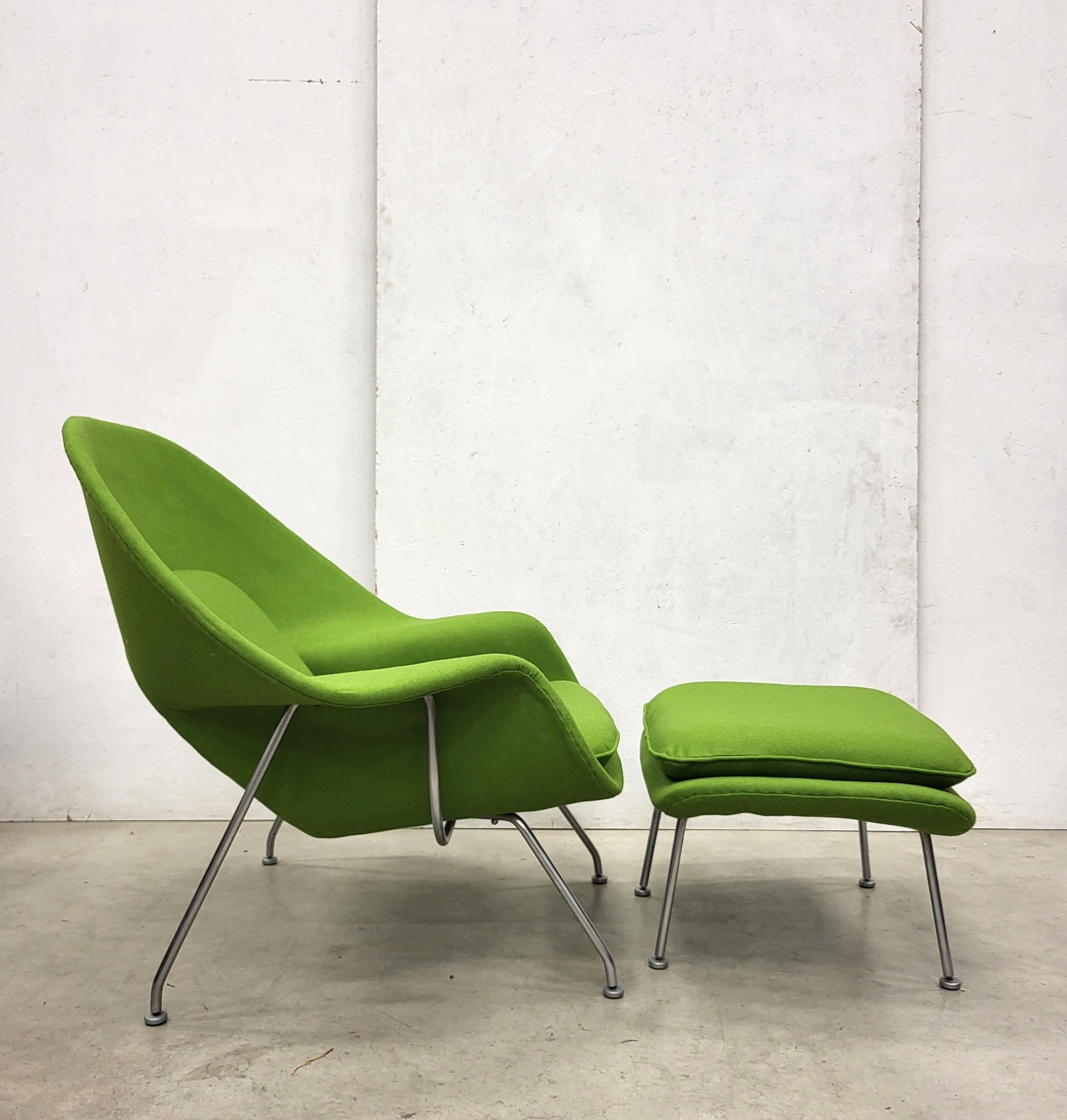 Womb Chair & Ottomane aus Holzgrün von Eero Saarinen für Knoll, 1960er Jahre (amerikanisch)